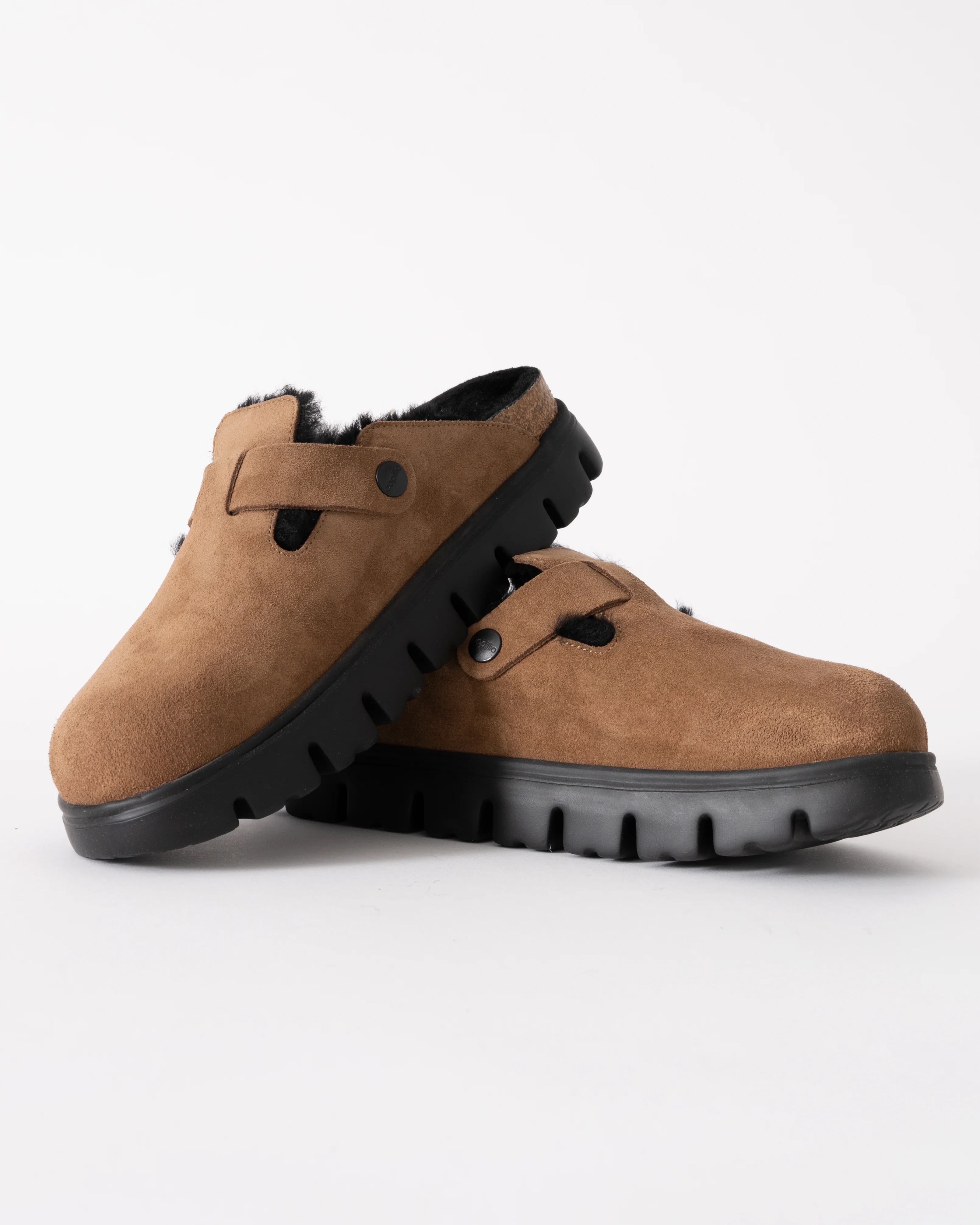 Birkenstock Papillio Boston Chunky Shearling Womens Clogs - Dark Tea - Image 3