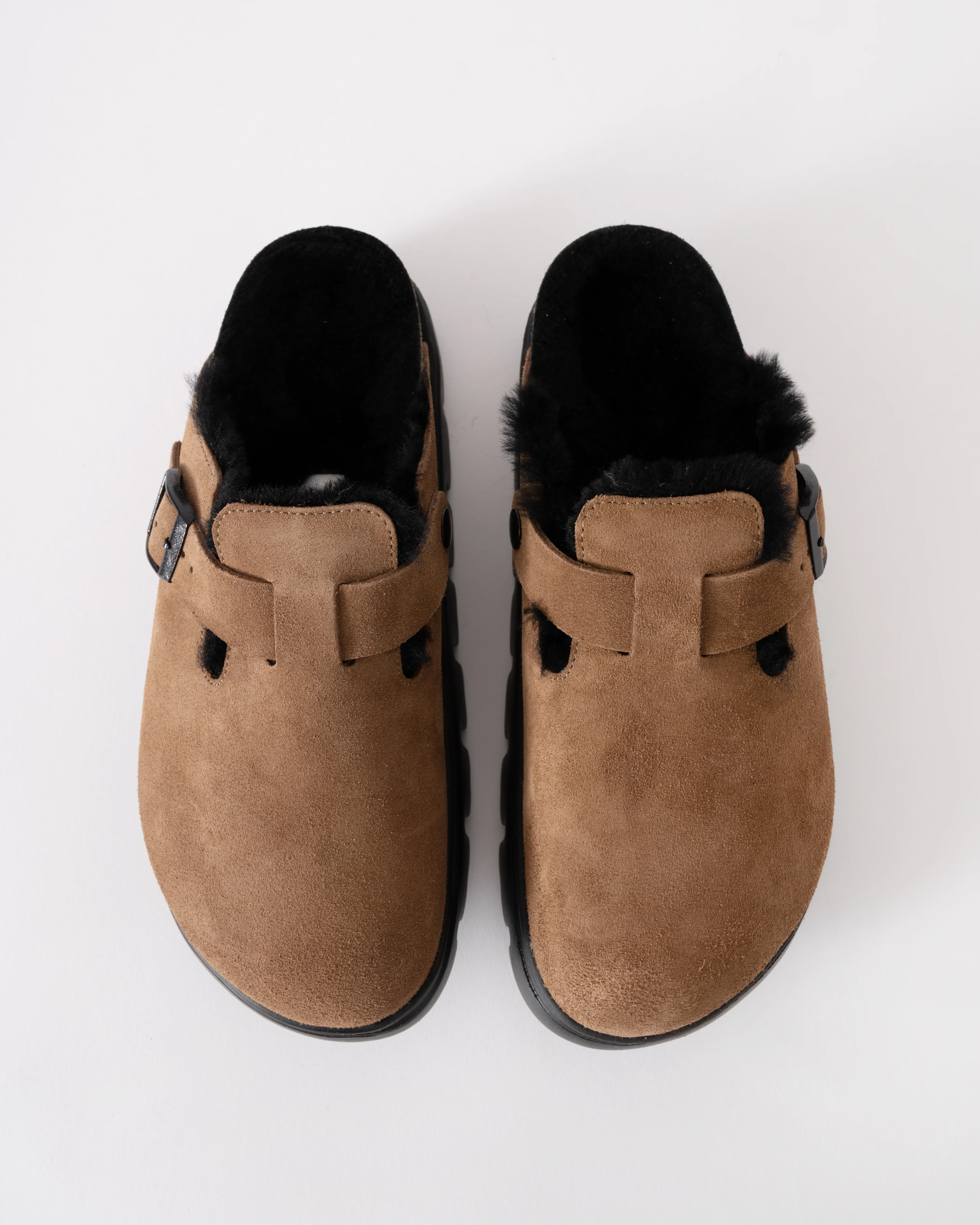 Birkenstock Papillio Boston Chunky Shearling Womens Clogs - Dark Tea - Image 5