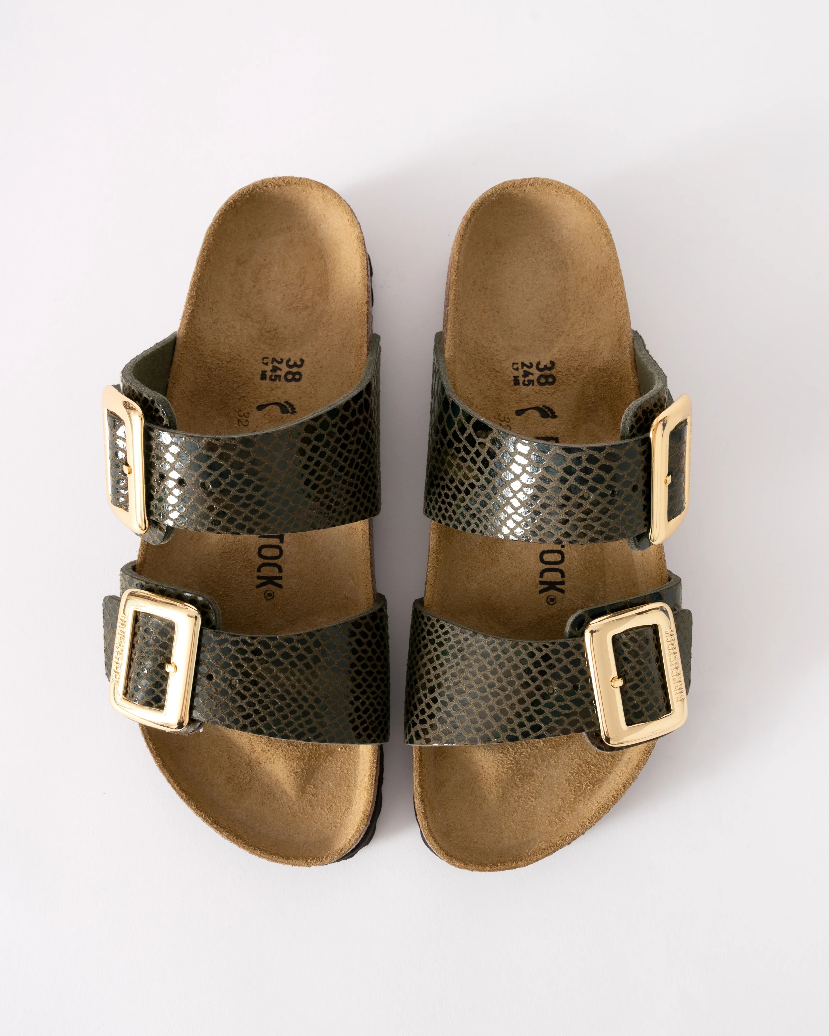 Birkenstock Sydney Big Buckle Synthetic Womens Sandals - Shiny Snake Sage - Image 2
