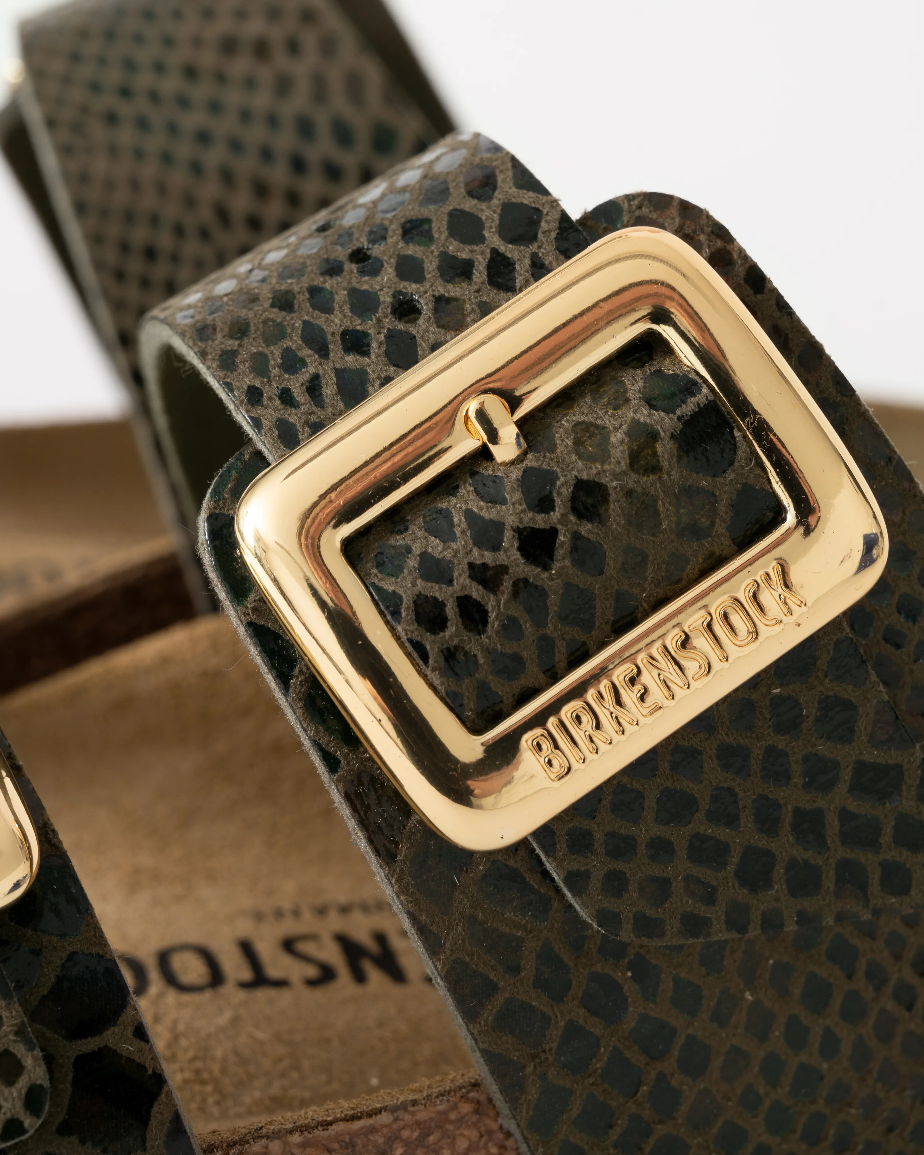 Birkenstock Sydney Big Buckle Synthetic Womens Sandals - Shiny Snake Sage - Image 5