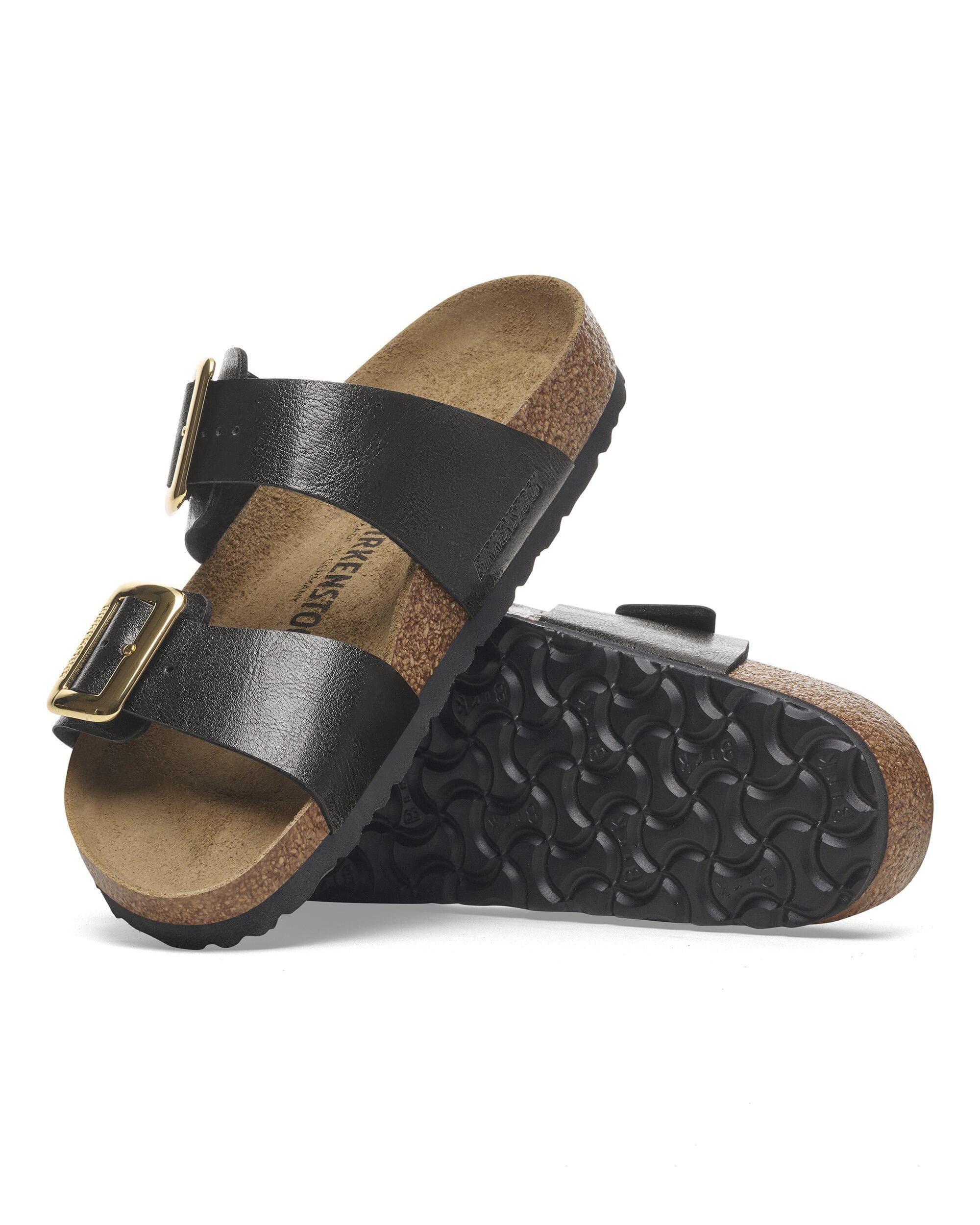 Birkenstock Sydney Cushion Big Buckle Womens Birko-Flor Patent Sandals - Graceful Licorice - Image 4