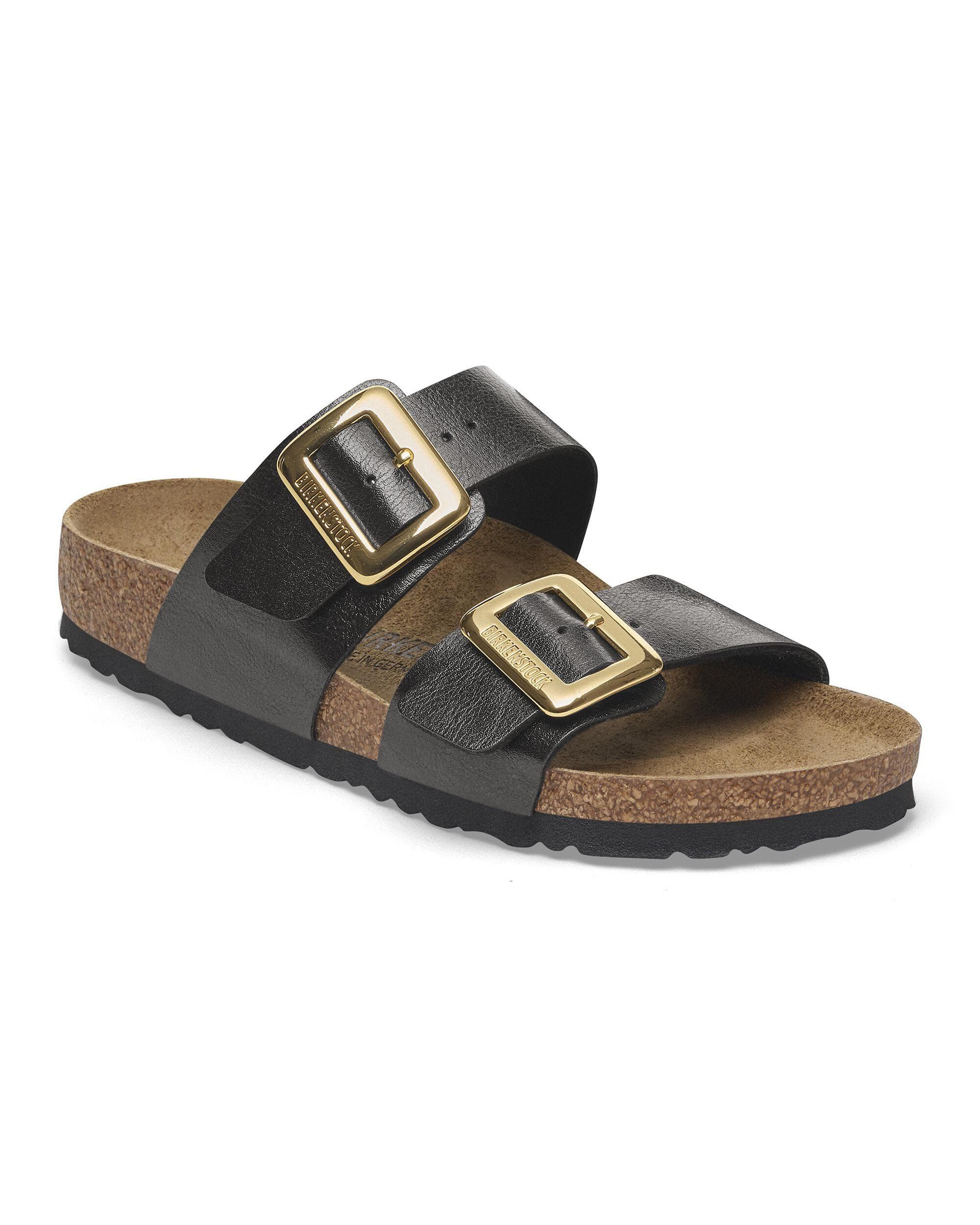 Birkenstock Sydney Cushion Big Buckle Womens Birko-Flor Patent Sandals - Graceful Licorice - Image 5
