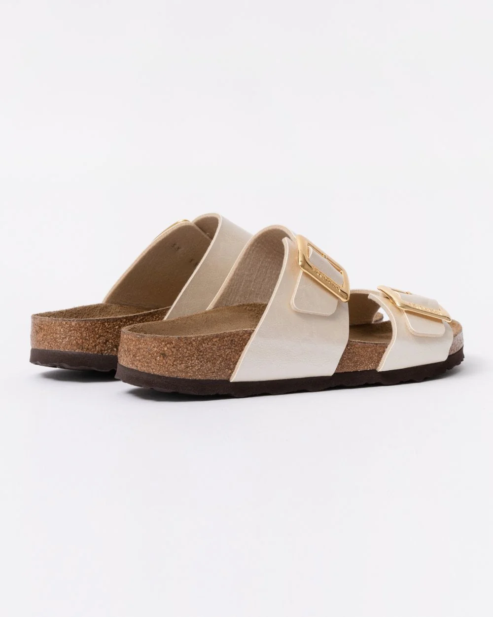 Birkenstock Sydney Cushion Big Buckle Womens Birko-Flor Patent Sandals - Graceful Pearl White - Image 3