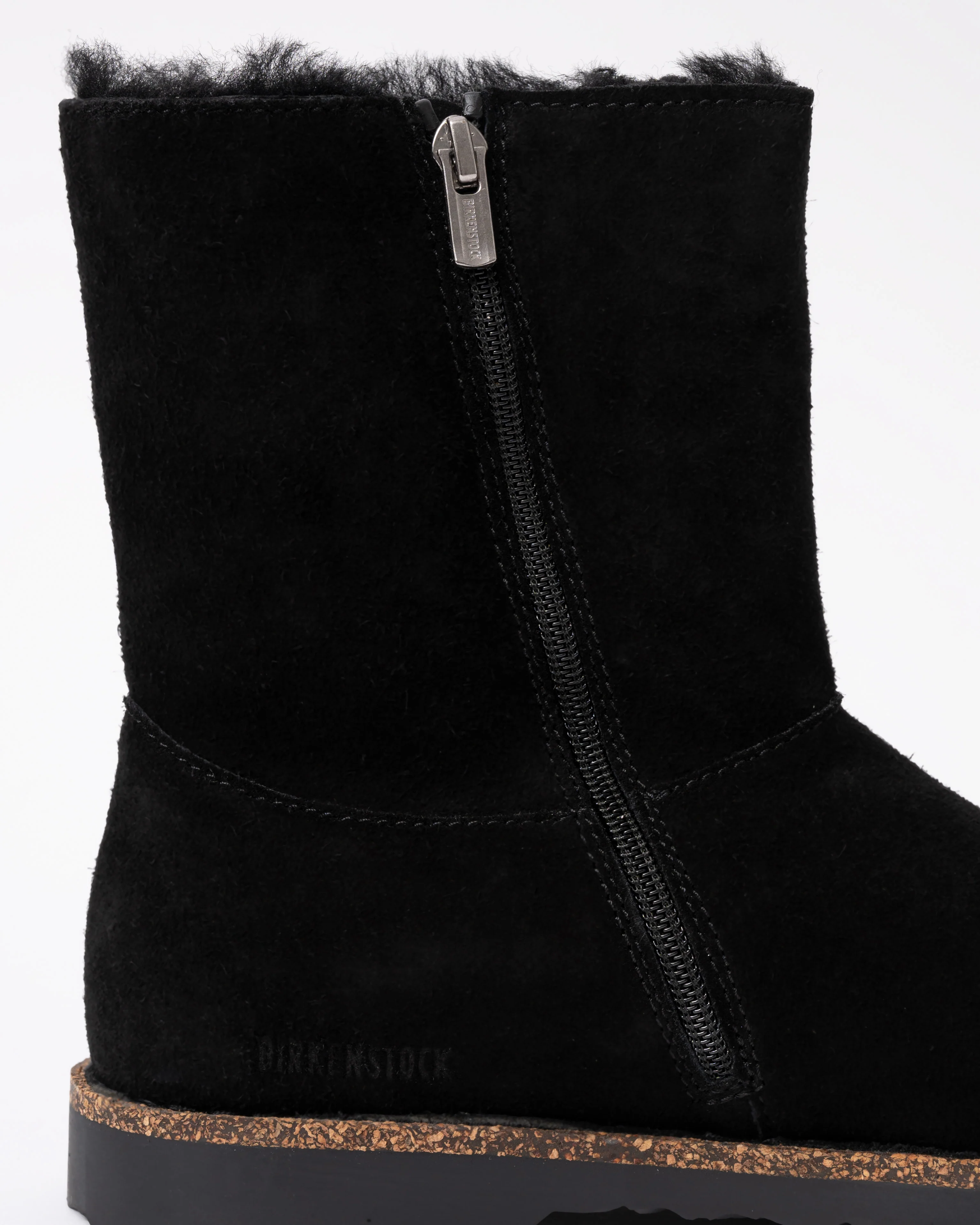 Birkenstock Uppsala Zip Shearling Suede Womens Boots - Black - Image 7