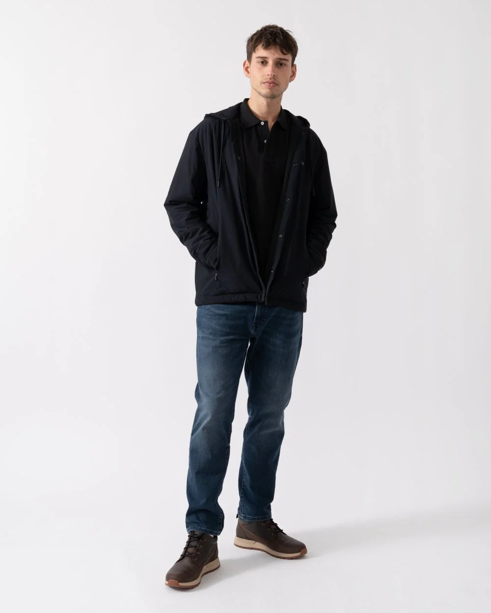 BOSS Green Benat Mens Hooded Overshirt - Black 001 - Image 3