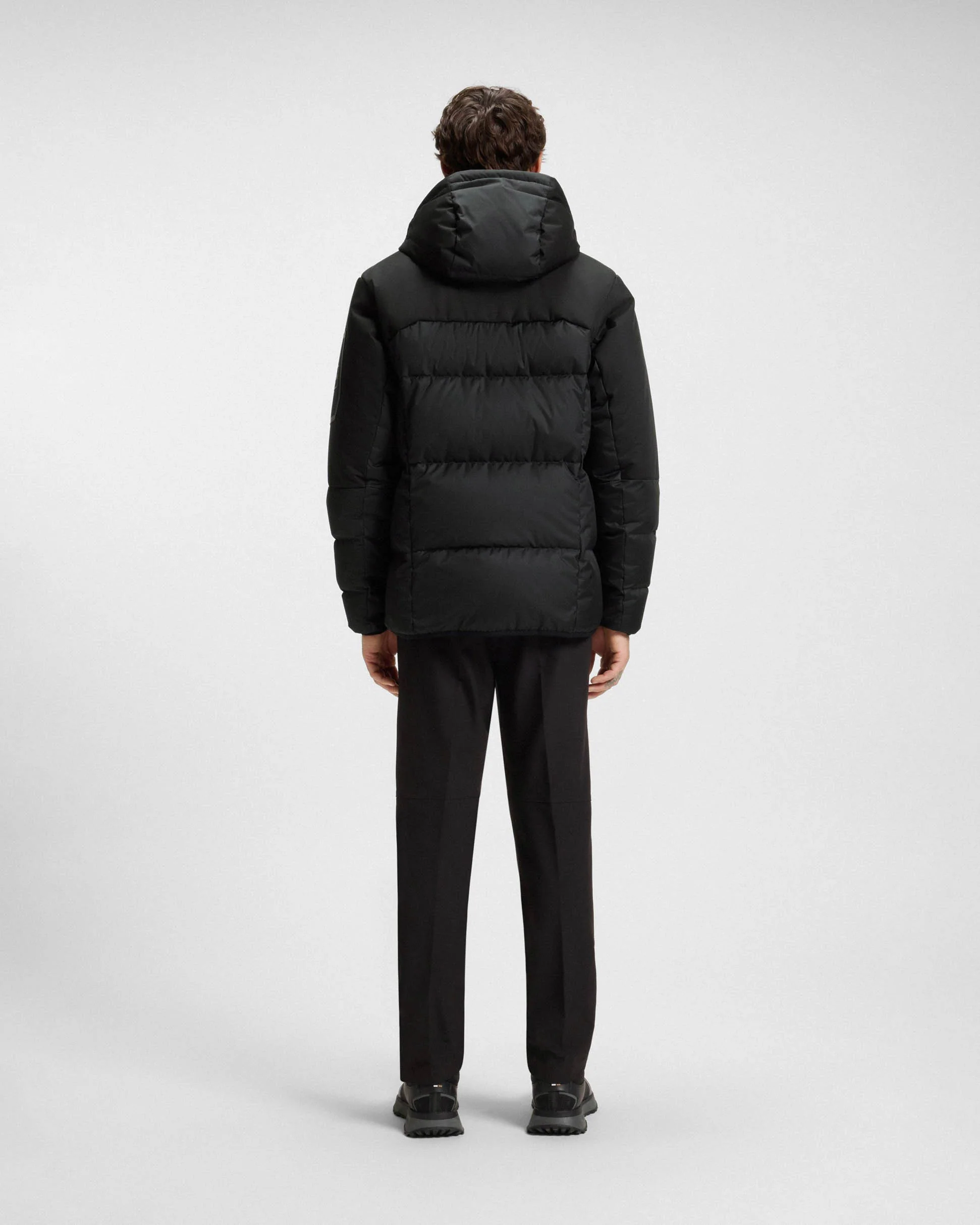 BOSS Green Block-X Mens Water-Repellent Down Jacket with Detachable Hood - Black 001 - Image 4