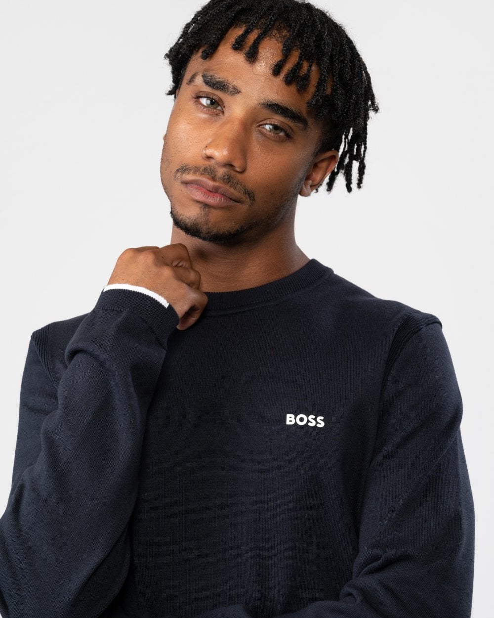 BOSS Green Ever-X Crew Neck Mens Jumper - Dark Blue 402 - Image 2