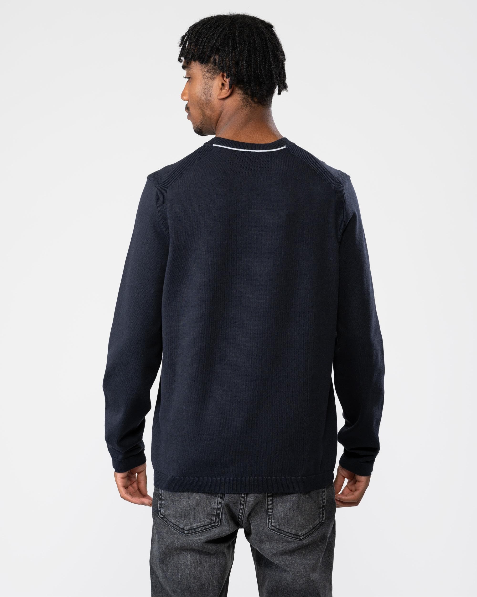 BOSS Green Ever-X Crew Neck Mens Jumper - Dark Blue 402 - Image 4