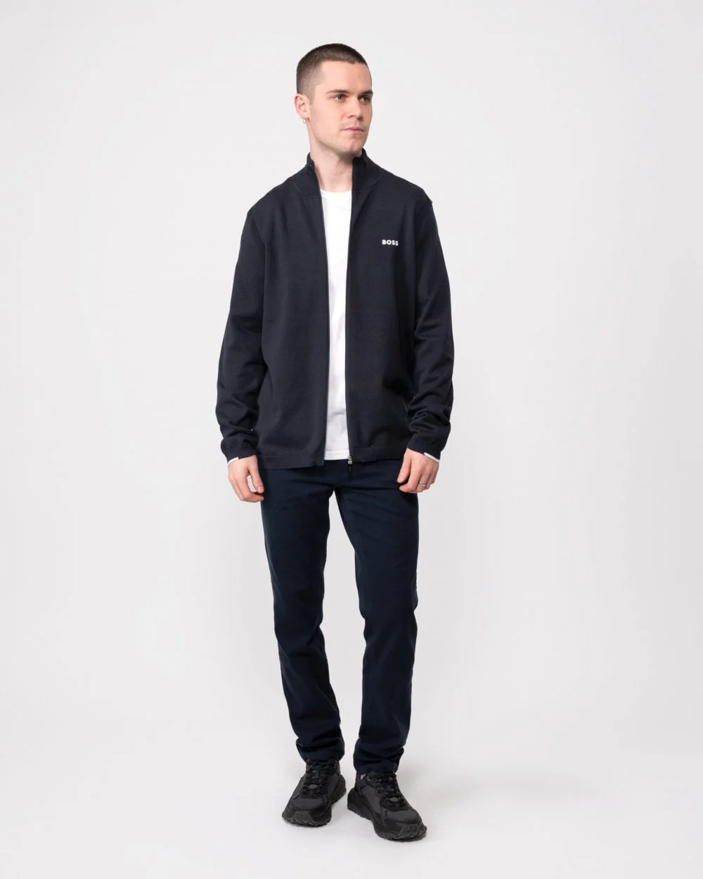 BOSS Green Ever-X Full Zip Mens Cardigan - Dark Blue 402 - Image 3