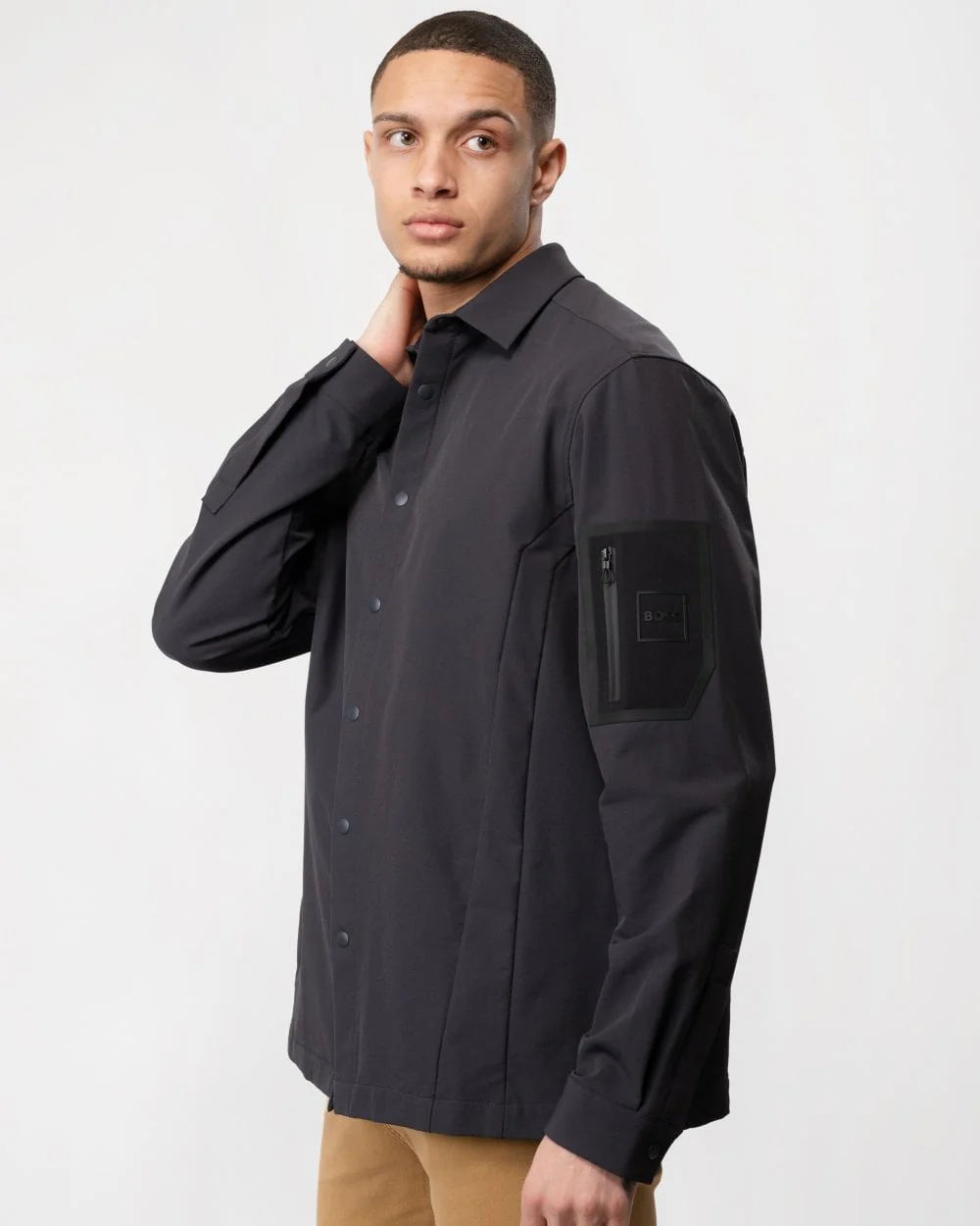 BOSS Green Expedit Mens Overshirt - Charcoal 016 - Image 2