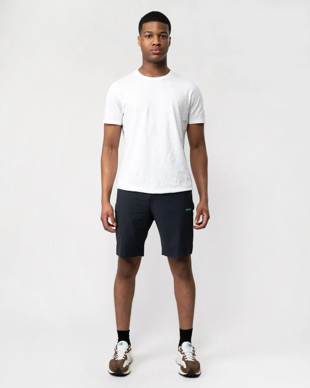 BOSS Green Hecon Active 1 Mens Regular-Fit Shorts with Decorative Reflective Artwork - Image 4