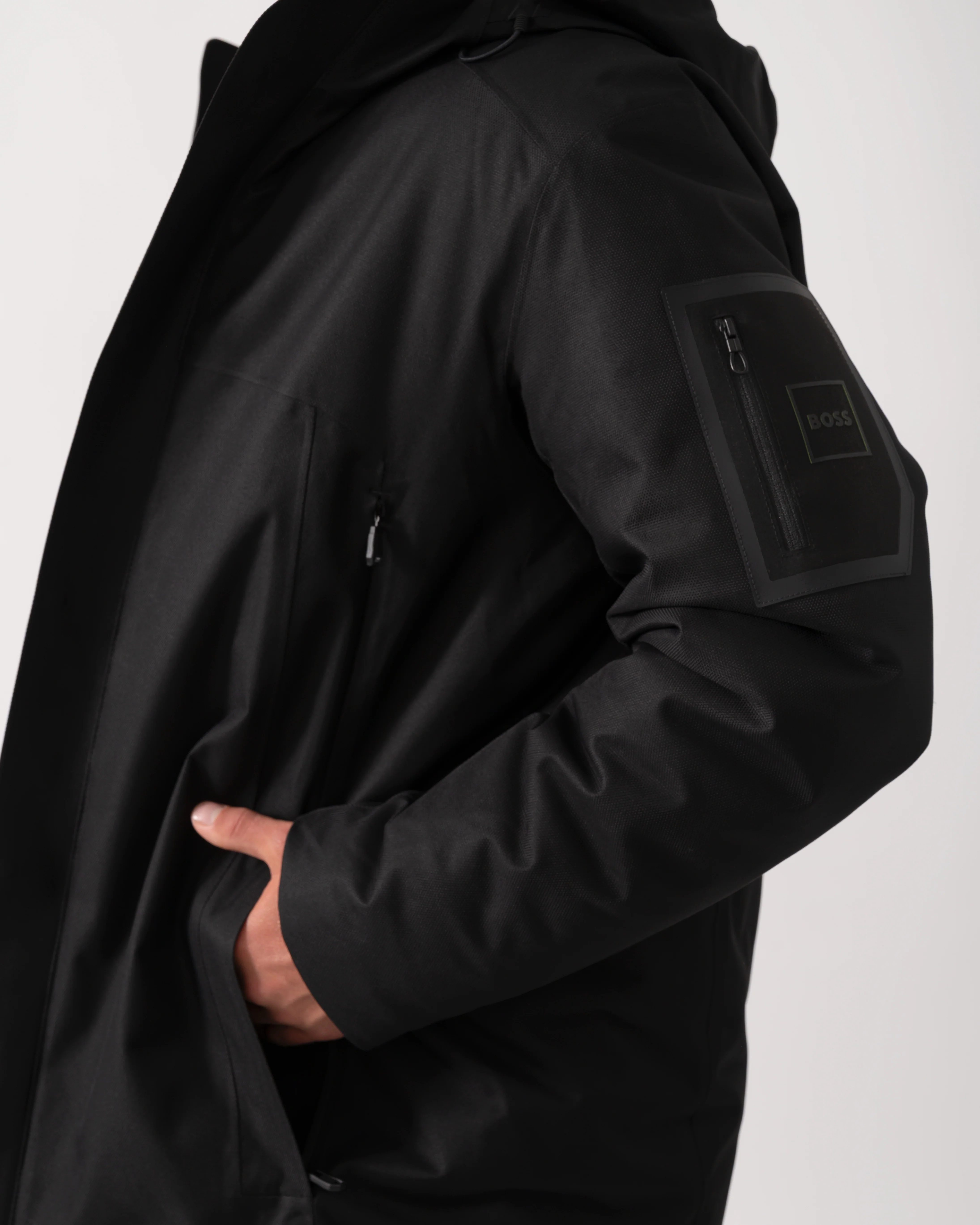 BOSS Green Hexatech Mens Parka - Black 001 - Image 4