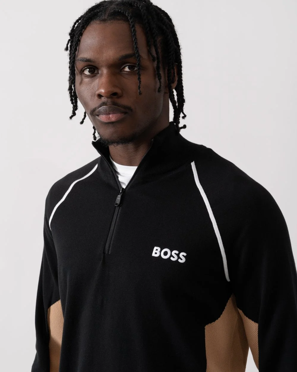 BOSS Green Hydro-X Mens Cotton Blend 1/4 Zip Sweatshirt - Image 2