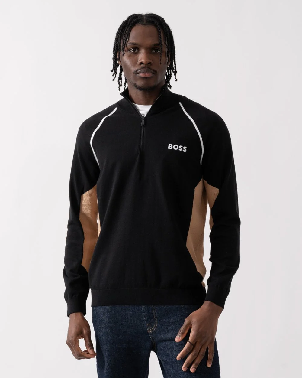 BOSS Green Hydro-X Mens Cotton Blend 1/4 Zip Sweatshirt - Image 3