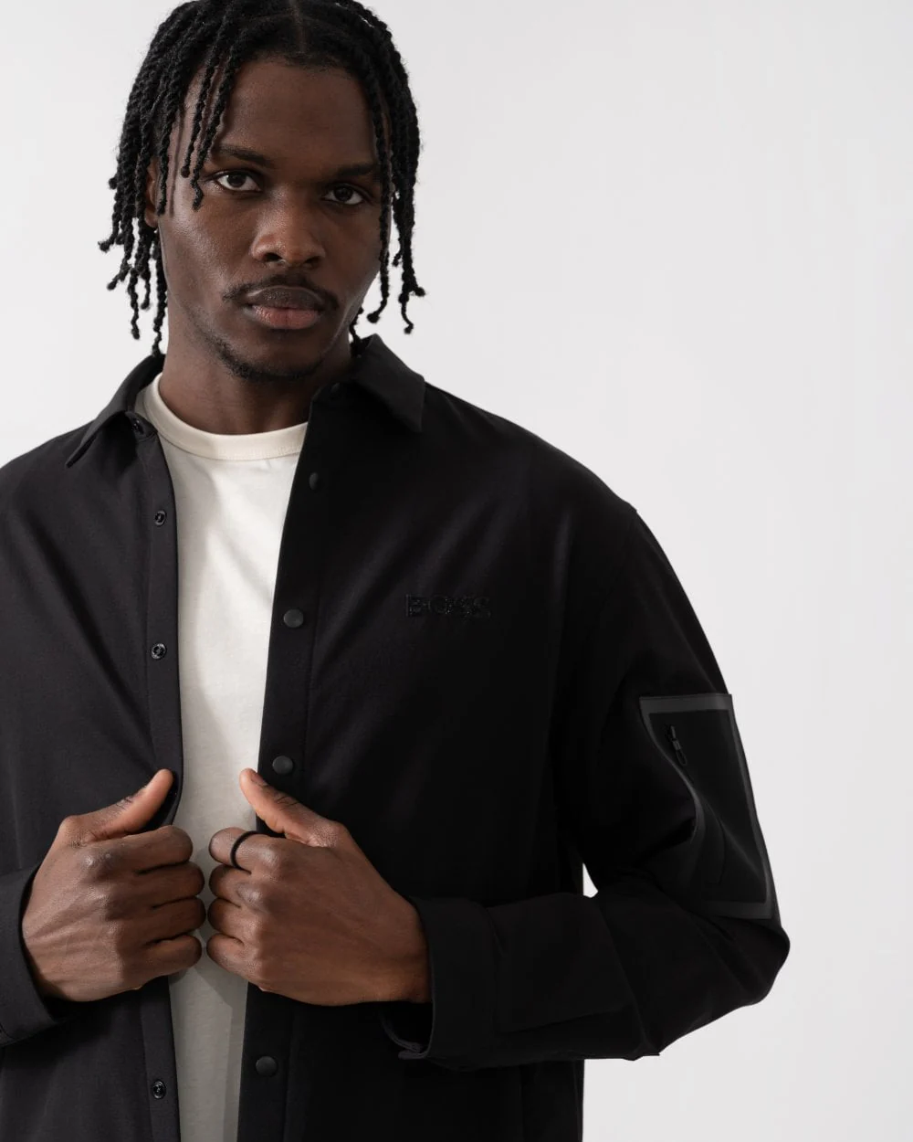 BOSS Green Lite Mens Water-Repellent Overshirt with Four-Way Stretch - Black 001 - Image 2