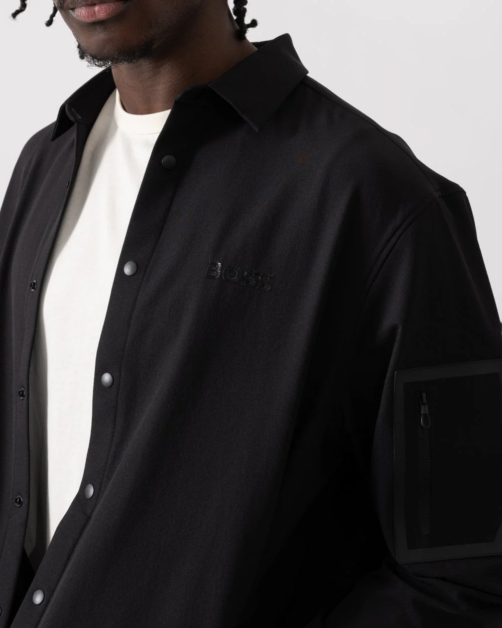BOSS Green Lite Mens Water-Repellent Overshirt with Four-Way Stretch - Black 001 - Image 3
