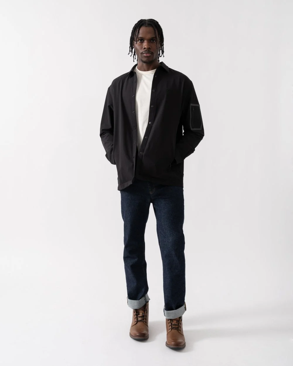 BOSS Green Lite Mens Water-Repellent Overshirt with Four-Way Stretch - Black 001 - Image 4