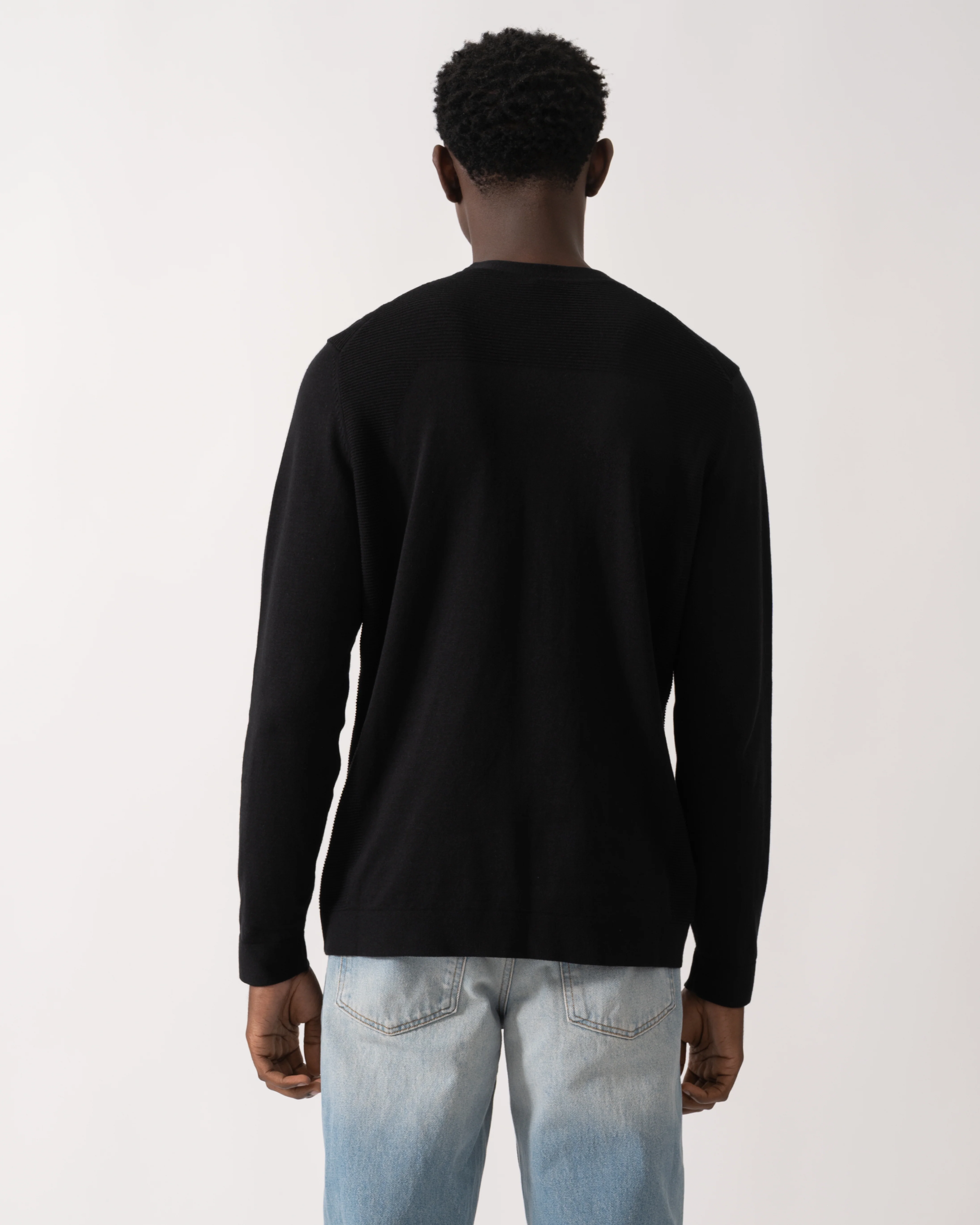 BOSS Green Momentum-Lite Crew Neck Mens Jumper - Black 001 - Image 4