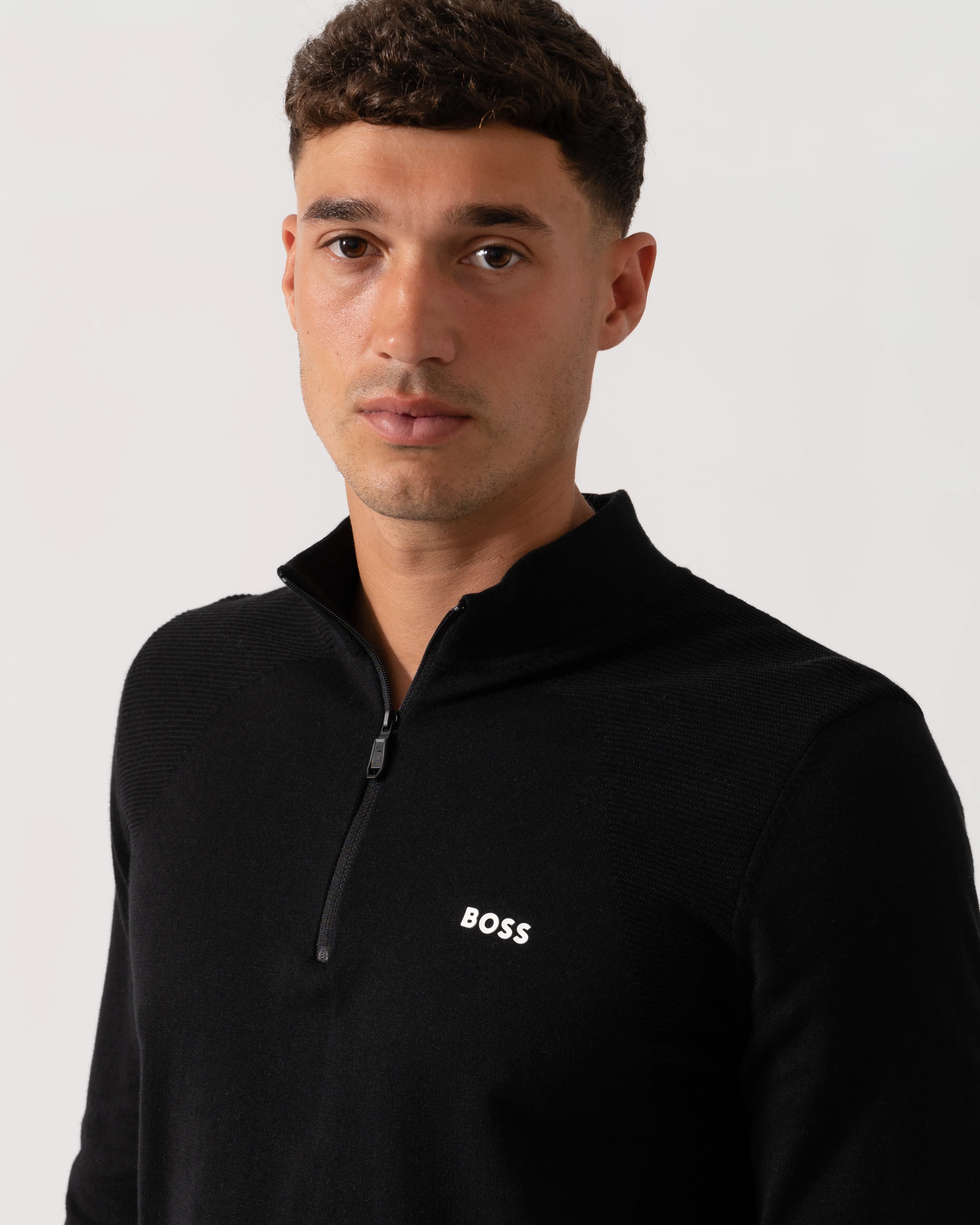 BOSS Green Momentum-Lite Mens 1/4 Zip Jumper - Black 001 - Image 3