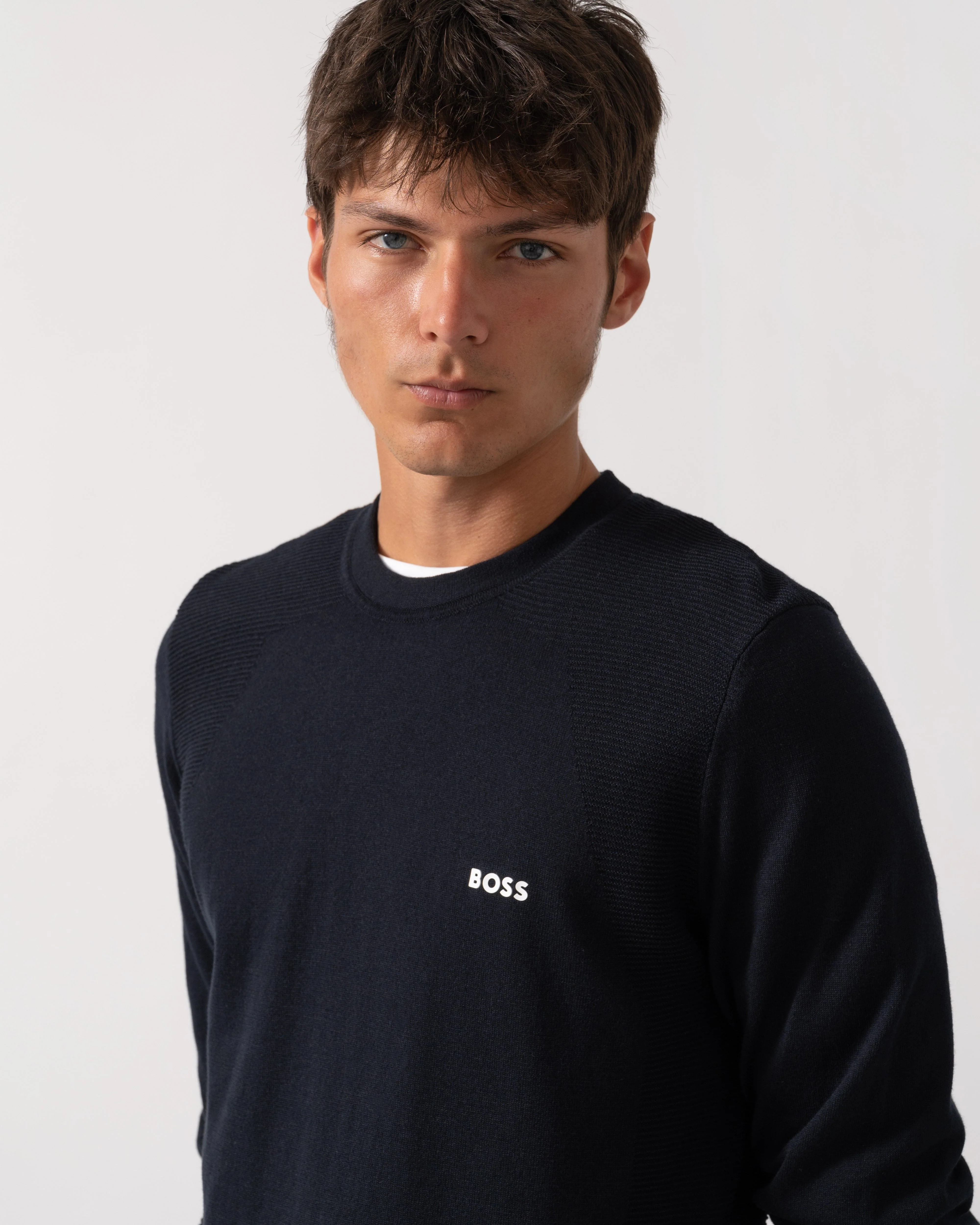 BOSS Green Momentum Lite Mens Crew Neck Jumper - Dark Blue 402 - Image 2