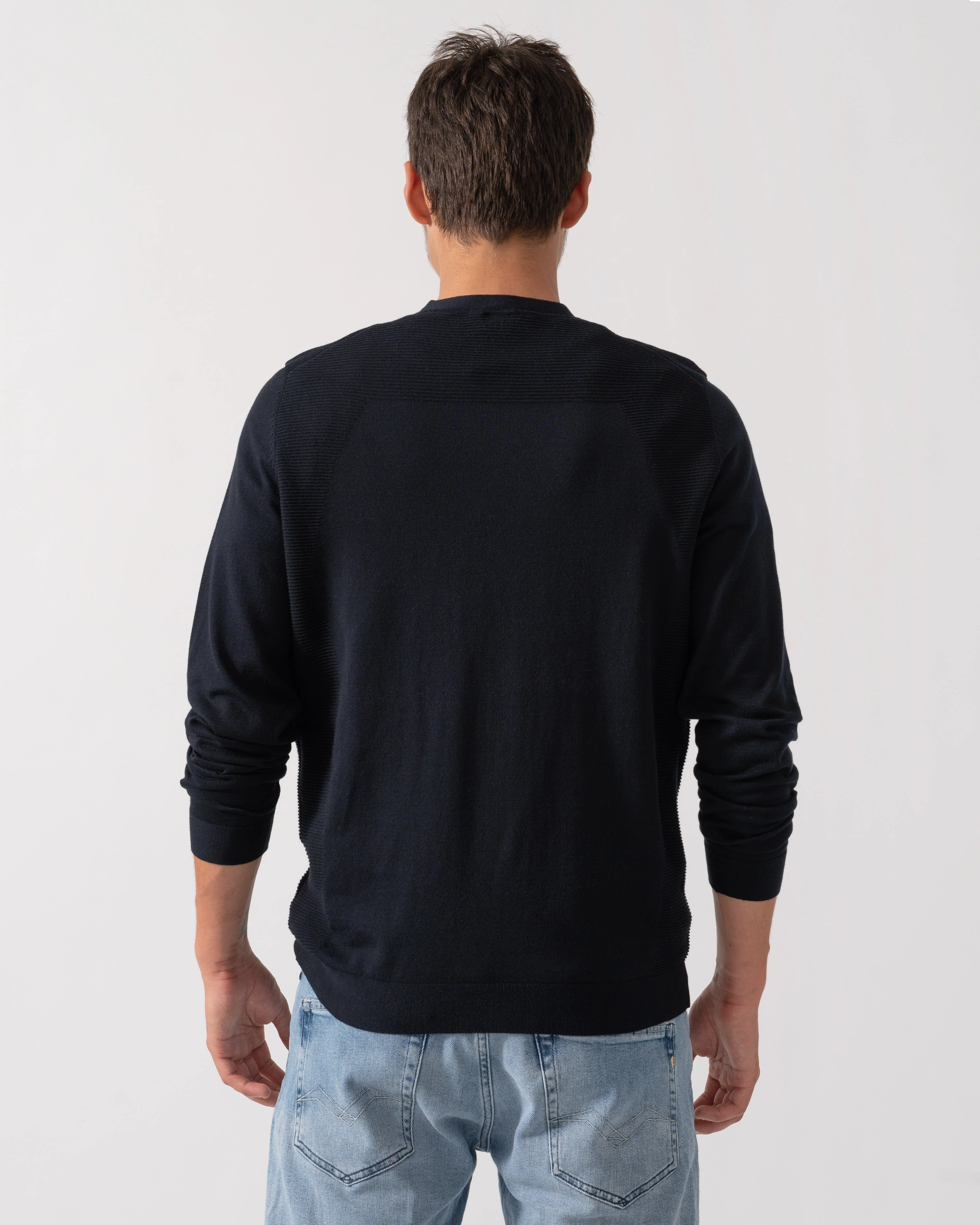 BOSS Green Momentum Lite Mens Crew Neck Jumper - Dark Blue 402 - Image 4