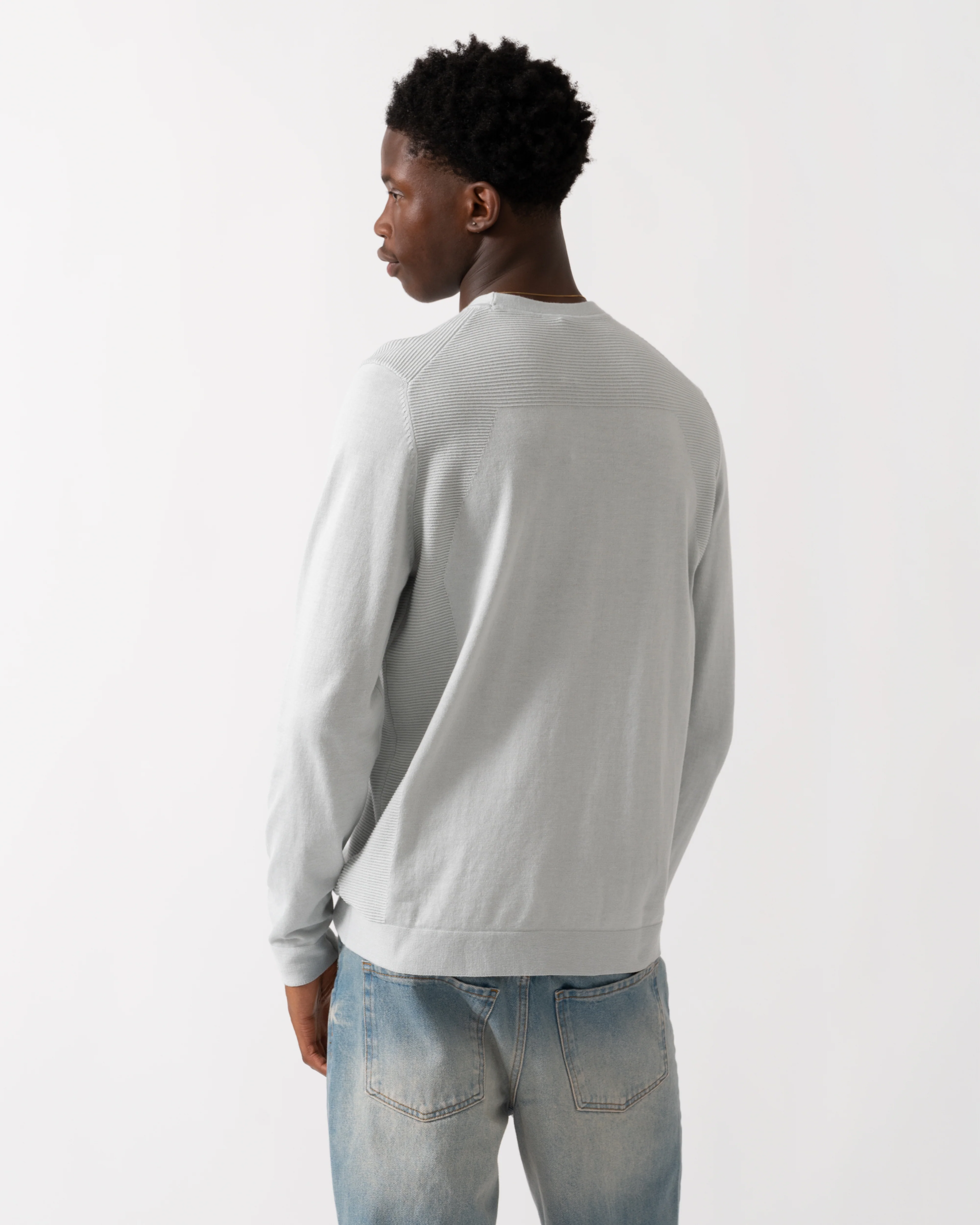 BOSS Green Momentum-Lite Mens Crew Neck Jumper - Light/Pastel Grey 054 - Image 4