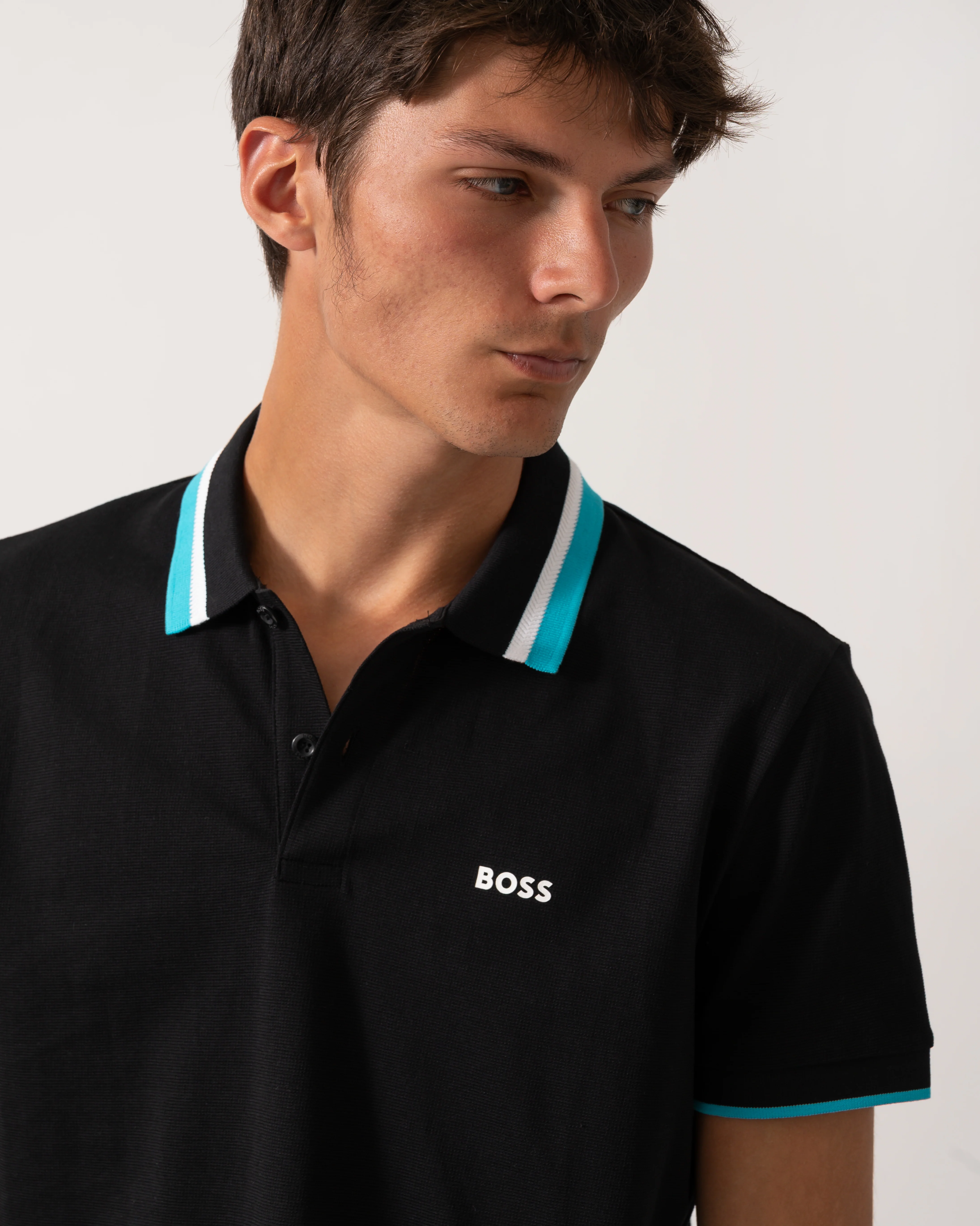BOSS Green Paddy AP Heritage Mens Polo Shirt - Black 001 - Image 2