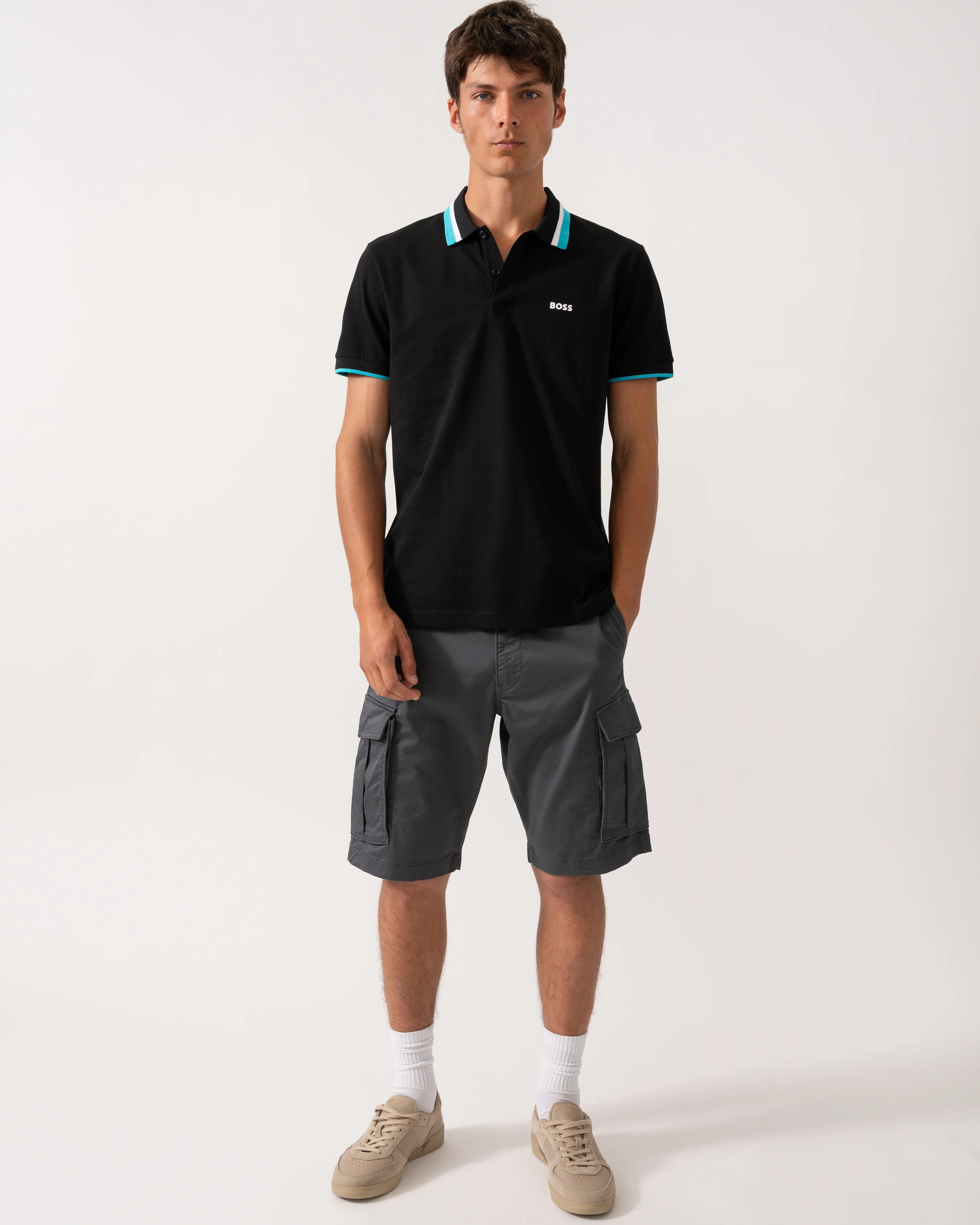 BOSS Green Paddy AP Heritage Mens Polo Shirt - Black 001 - Image 3