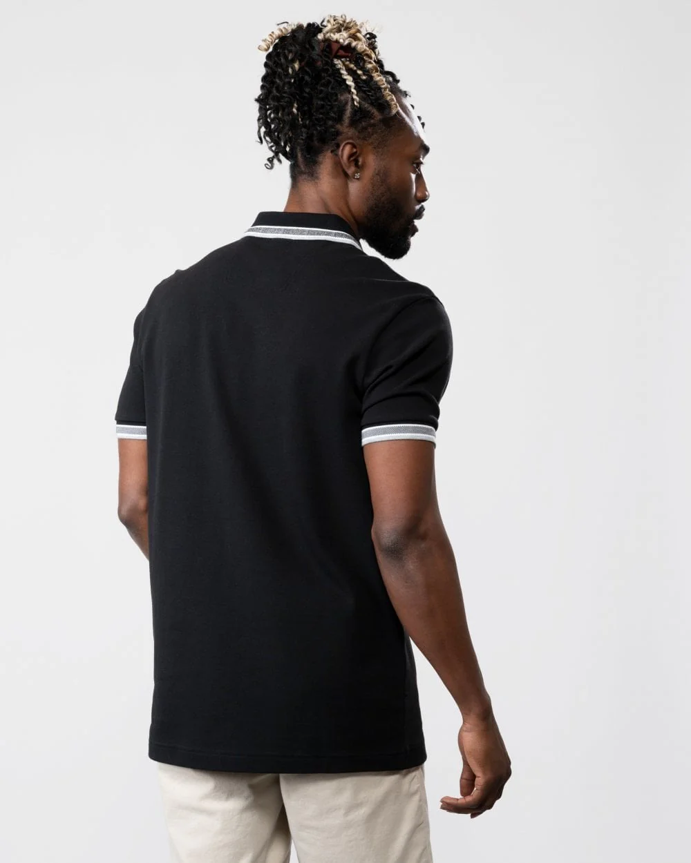 BOSS Green Paddy Mens Cotton-Piqué Polo Shirt with Contrast Logo - Black 001 - Image 4