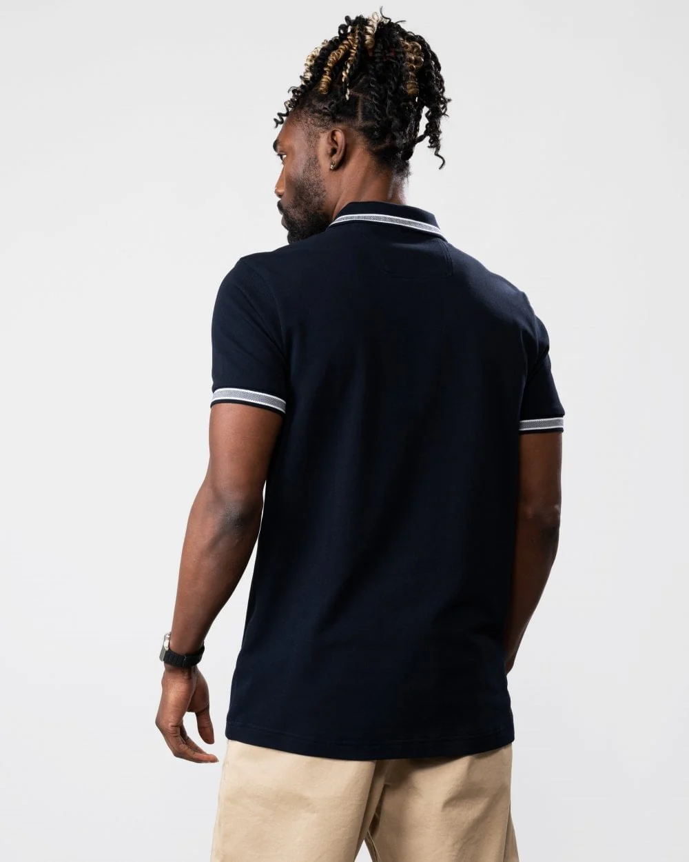 BOSS Green Paddy Mens Cotton-Piqué Polo Shirt with Contrast Logo - Dark Blue 402 - Image 4