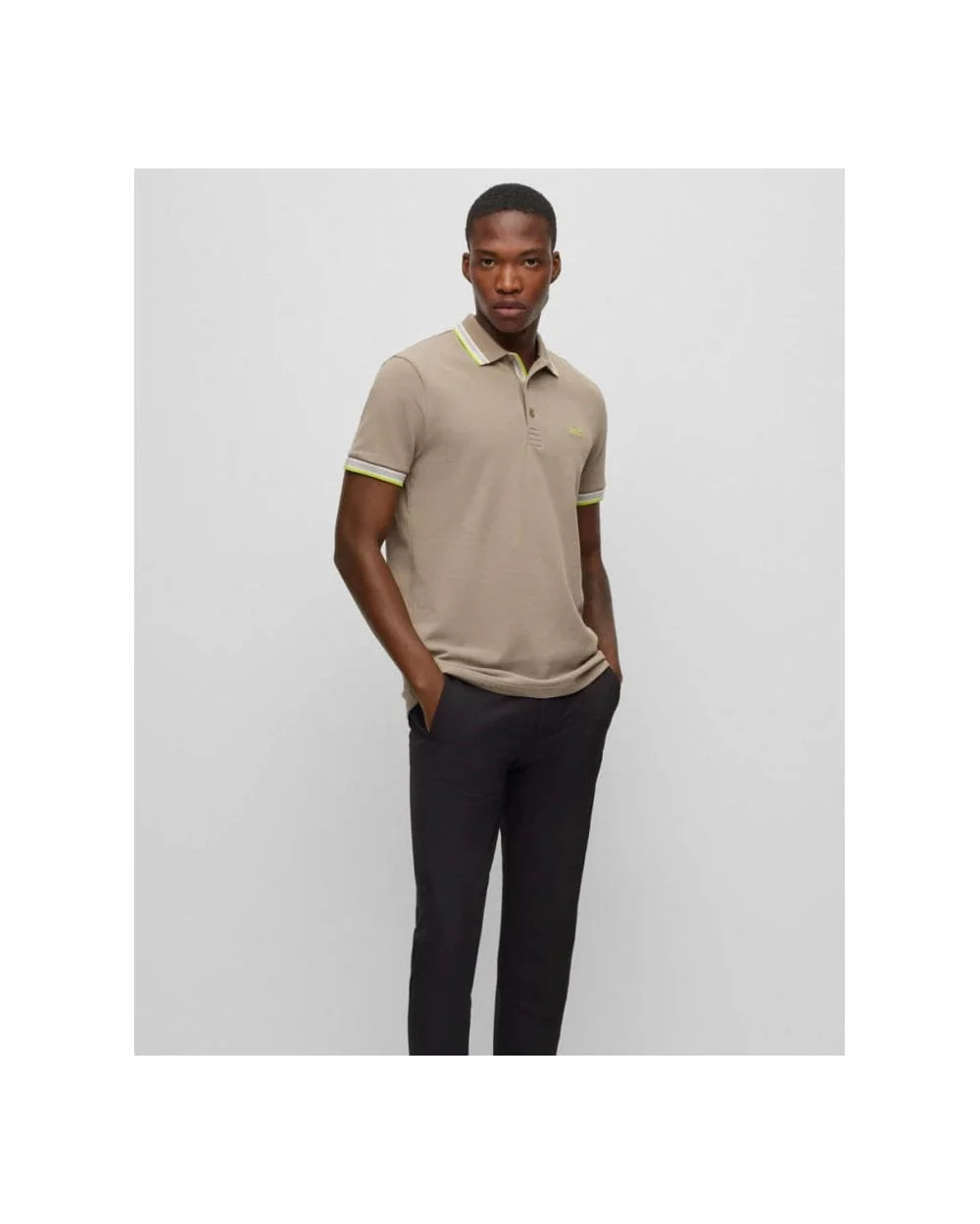 BOSS Green Paddy Mens Collar Stripe Polo A/W 23 - Image 2