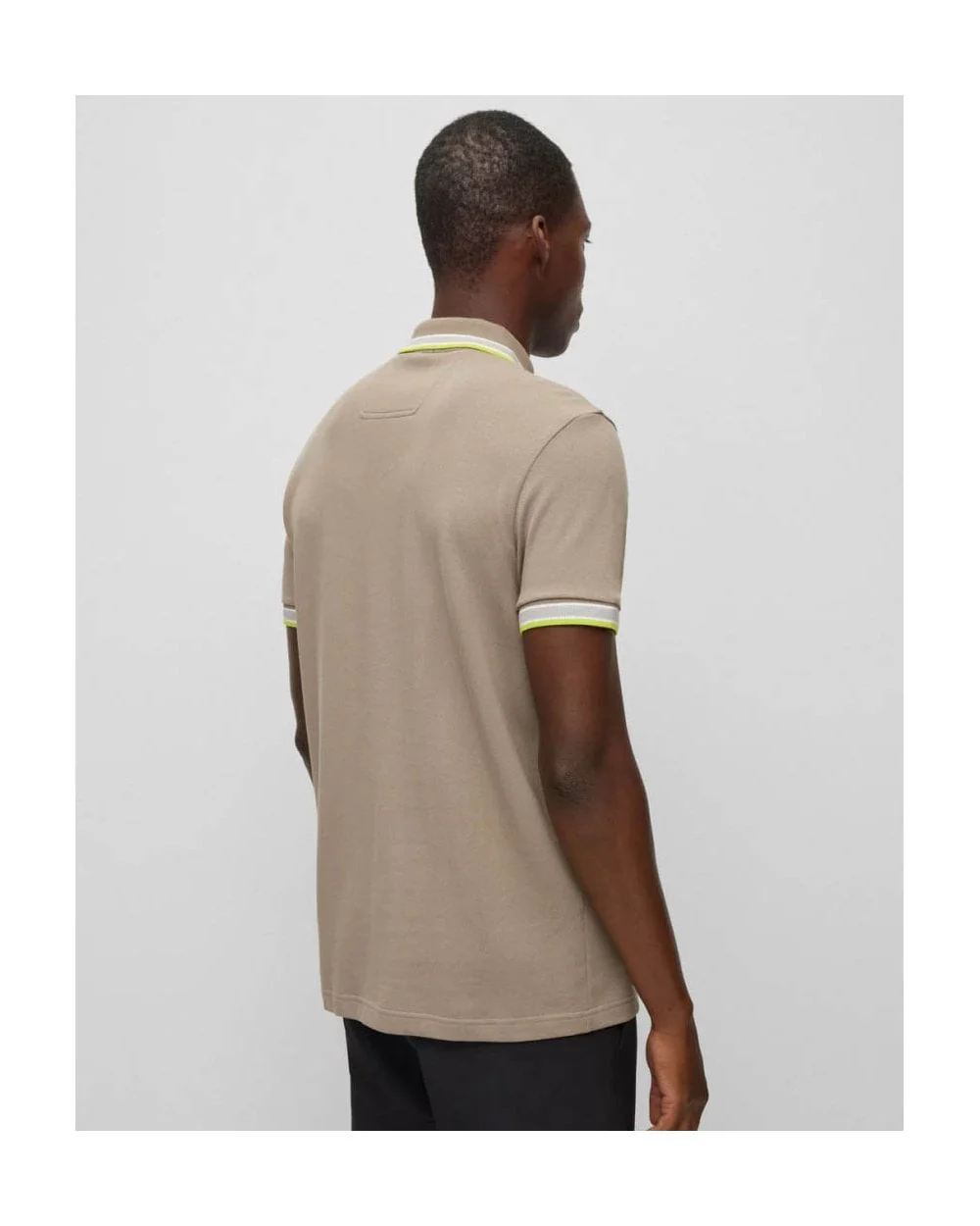 BOSS Green Paddy Mens Collar Stripe Polo A/W 23 - Image 4