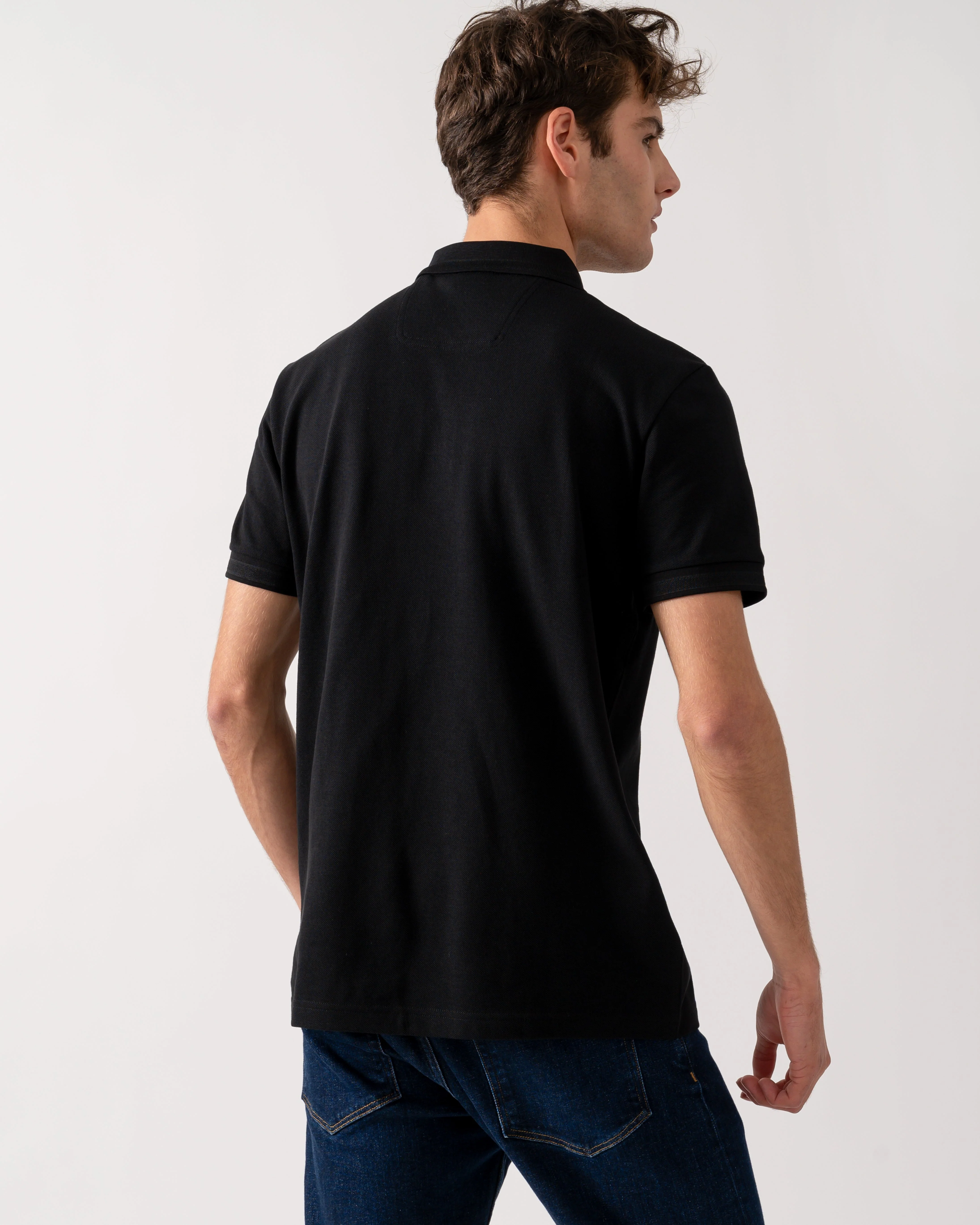 BOSS Green Paddy Mens Cotton-Piqué Polo Shirt with Contrast Logo - Black 009 - Image 4