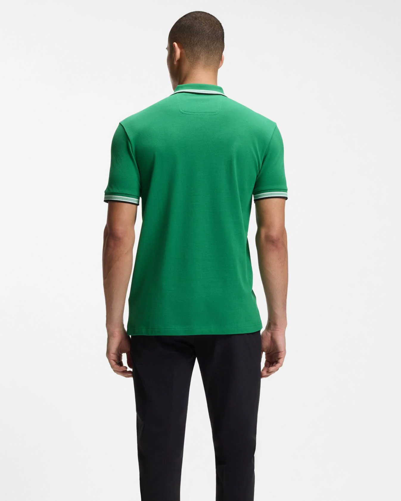 BOSS Green Paddy Mens Cotton-Piqué Polo Shirt with Contrast Logo - Bright Green 320 - Image 2