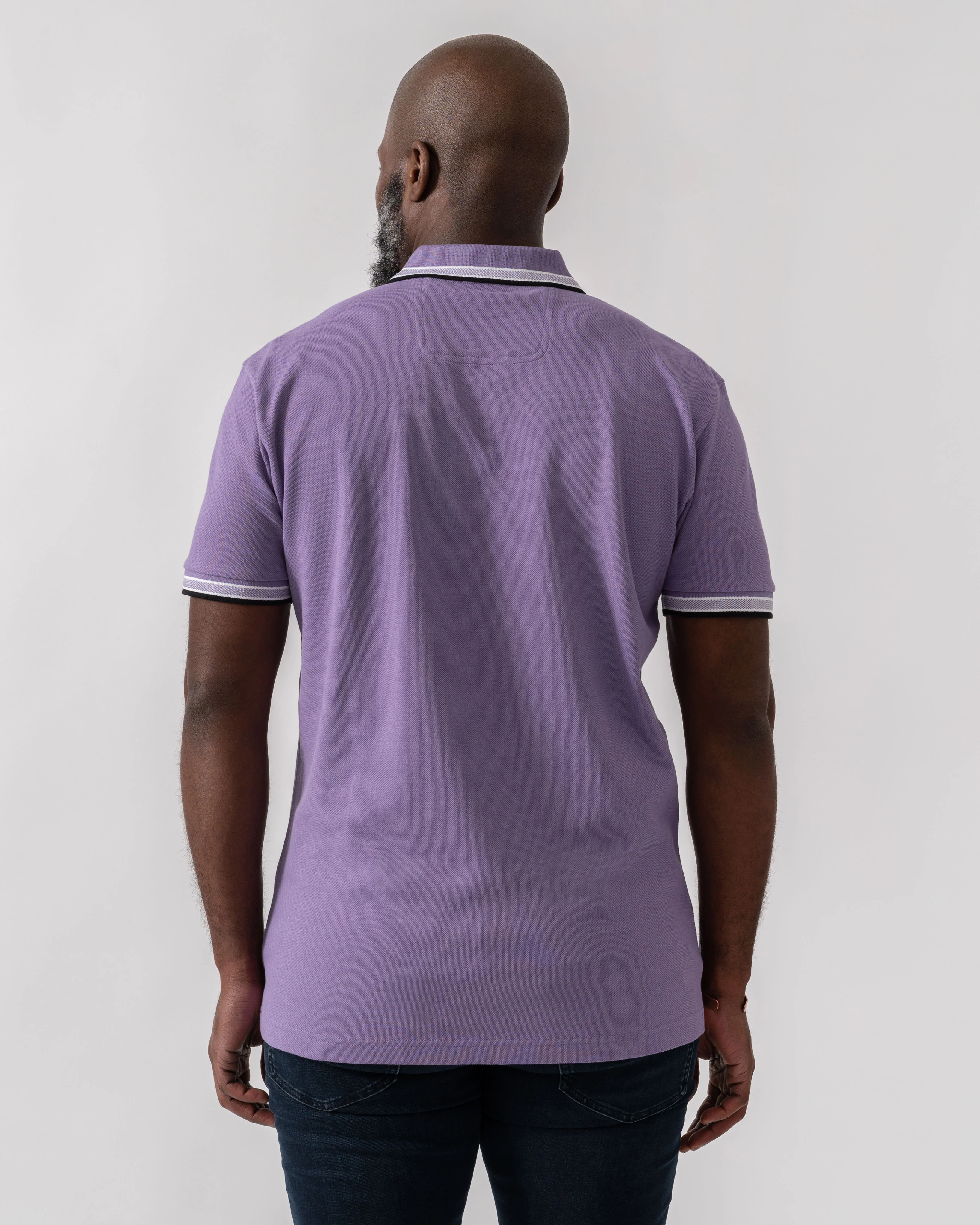 BOSS Green Paddy Mens Cotton-Piqué Polo Shirt with Contrast Logo - Bright Purple 521 - Image 4