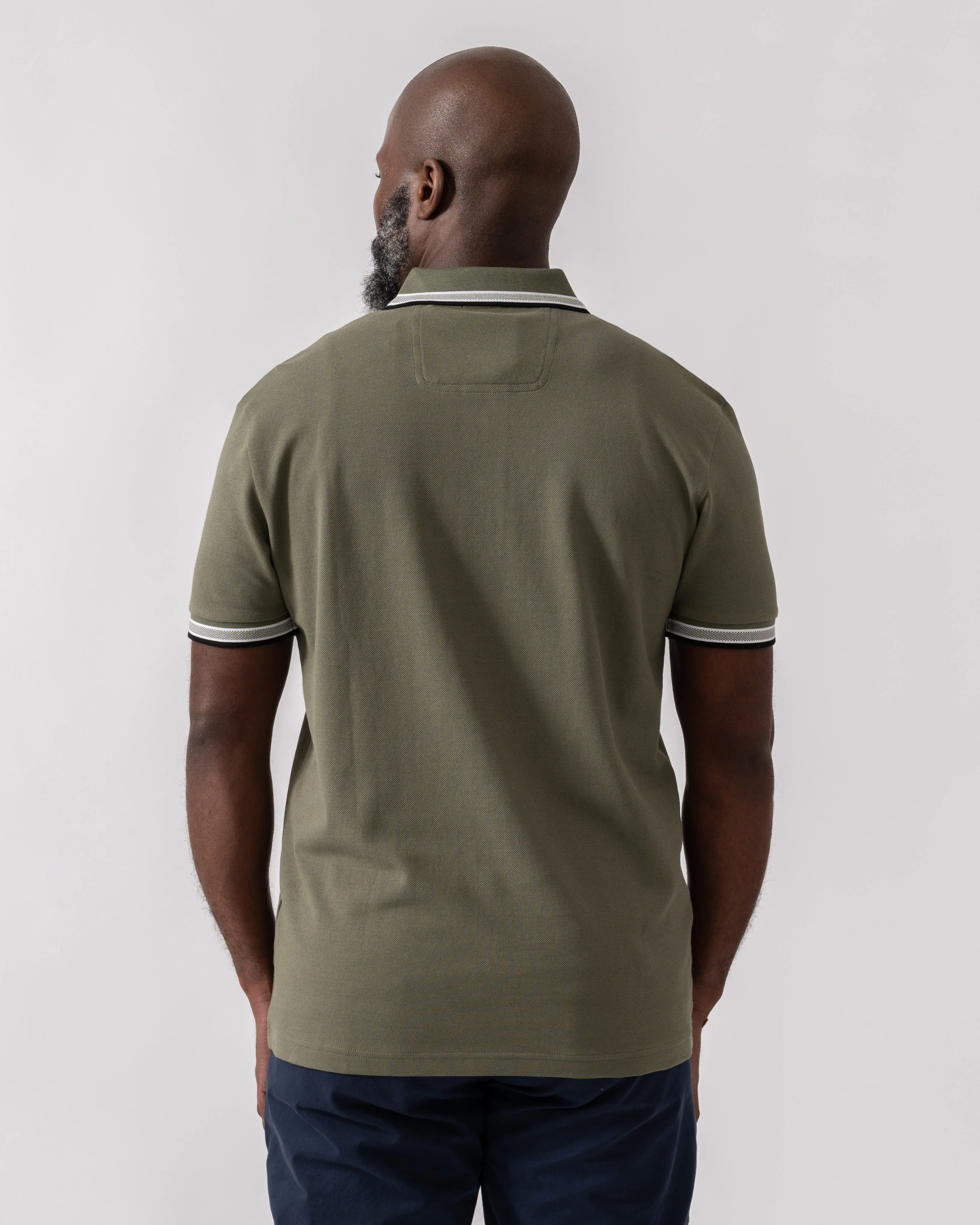 BOSS Green Paddy Mens Cotton-Piqué Polo Shirt with Contrast Logo - Dark Beige 258 - Image 4