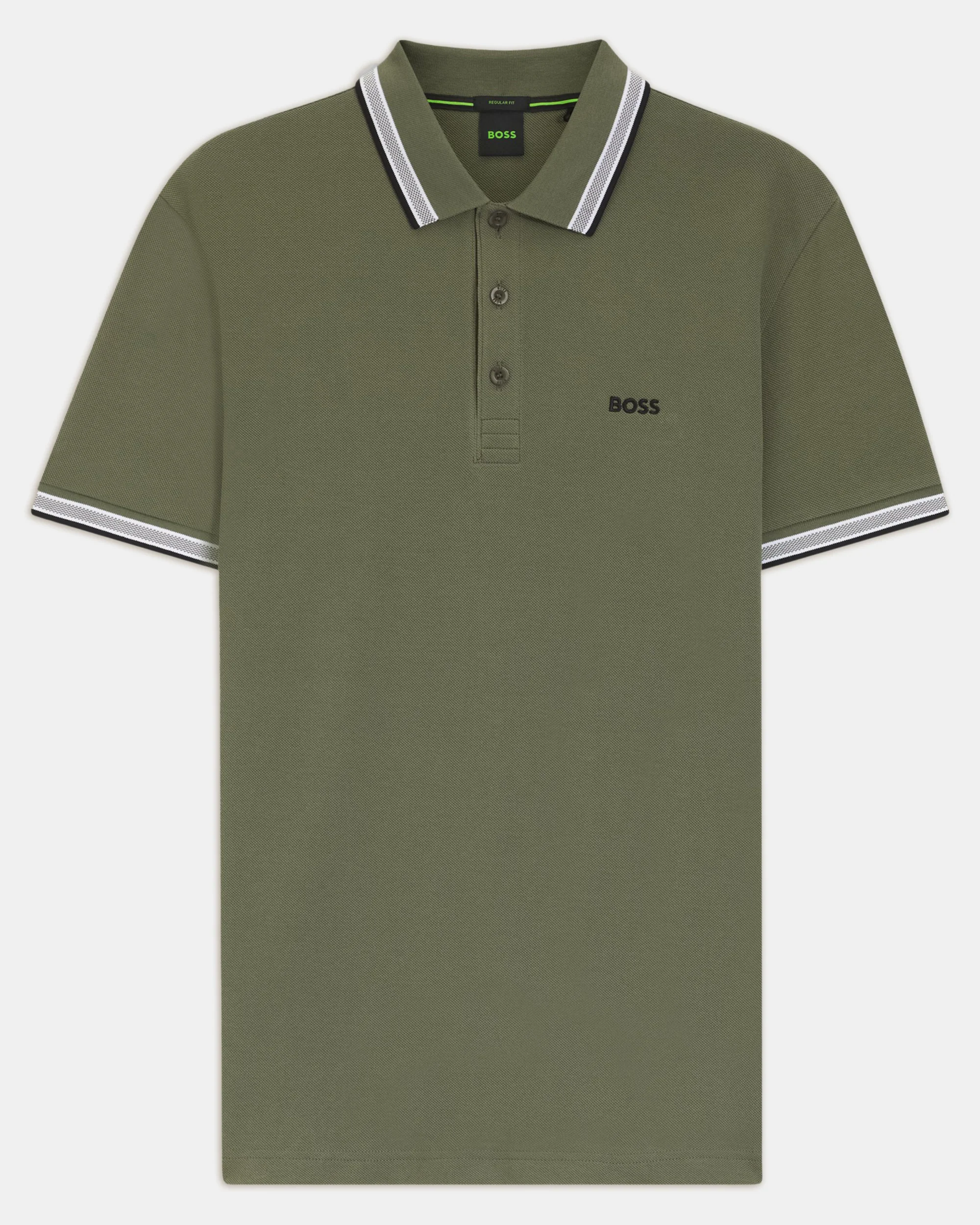 BOSS Green Paddy Mens Cotton-Piqué Polo Shirt with Contrast Logo - Dark Beige 258 - Image 5