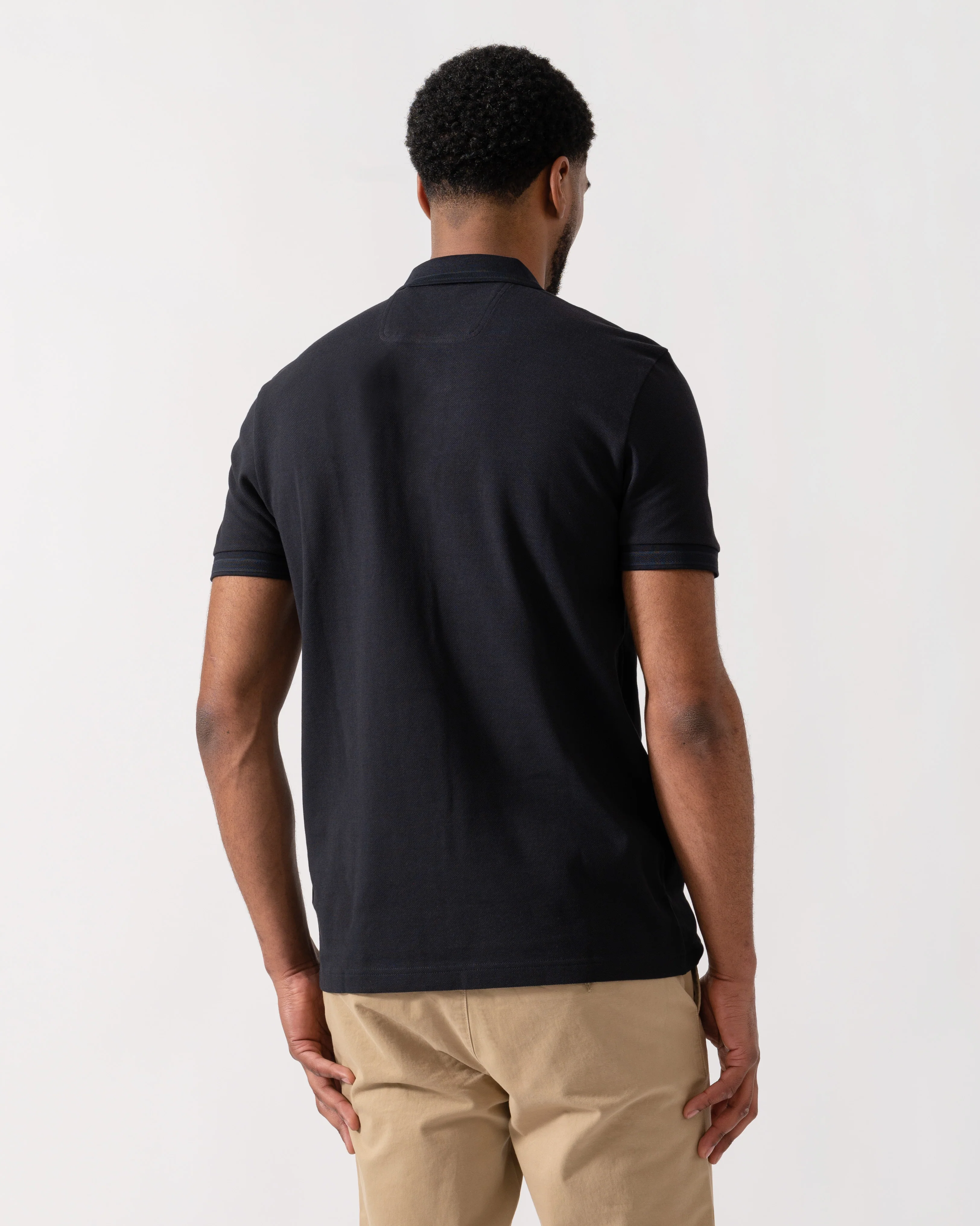 BOSS Green Mens Paddy Cotton-Piqué Polo Shirt with Contrast Logo - Dark Blue 408 - Image 4