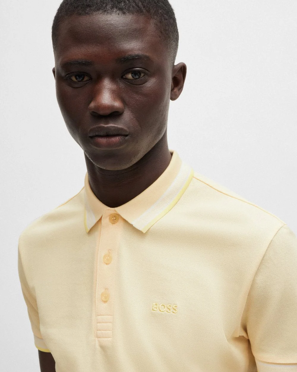 BOSS Green Paddy Mens Cotton-Piqué Polo Shirt with Contrast Logo - Gold 715 - Image 2