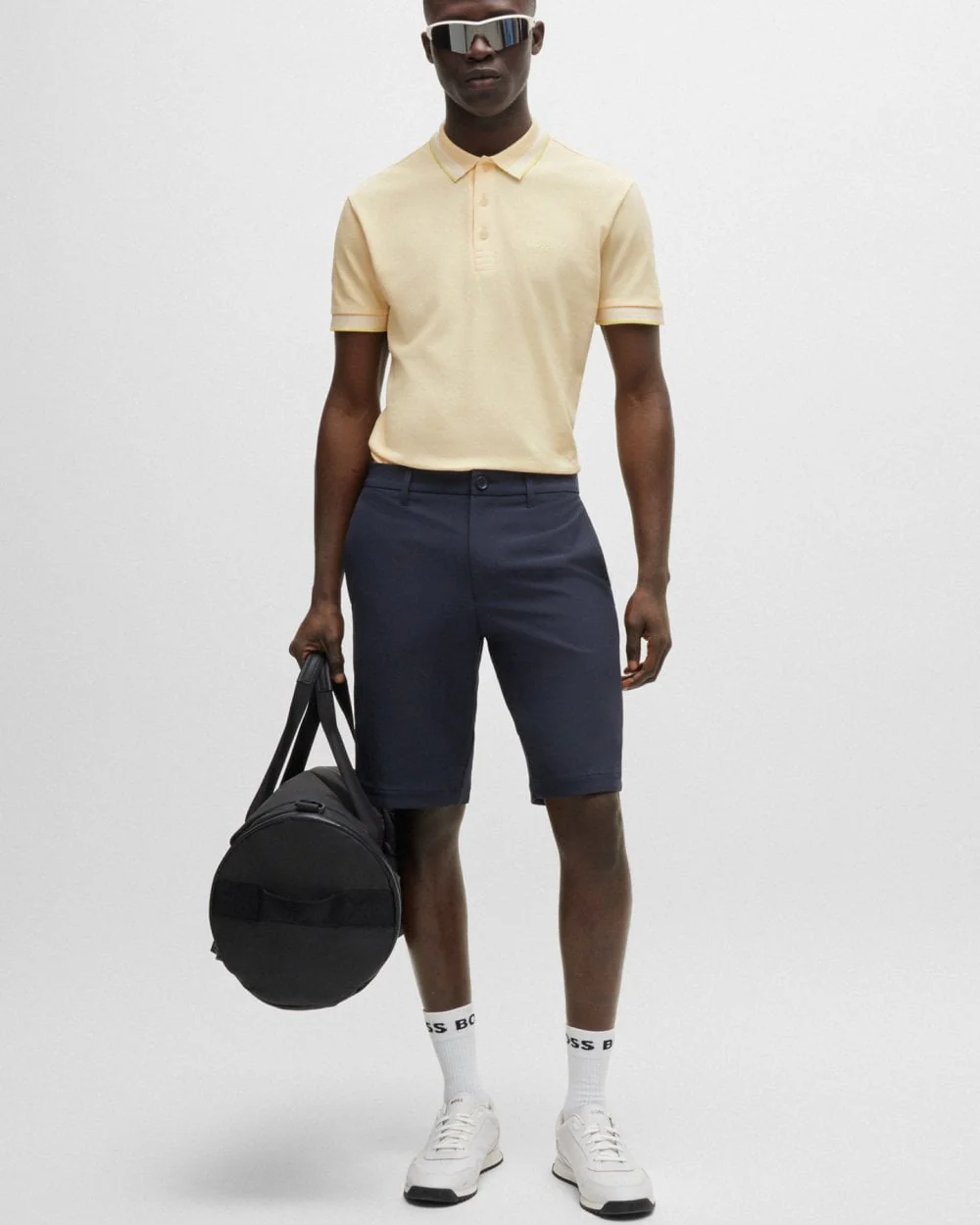 BOSS Green Paddy Mens Cotton-Piqué Polo Shirt with Contrast Logo - Gold 715 - Image 3