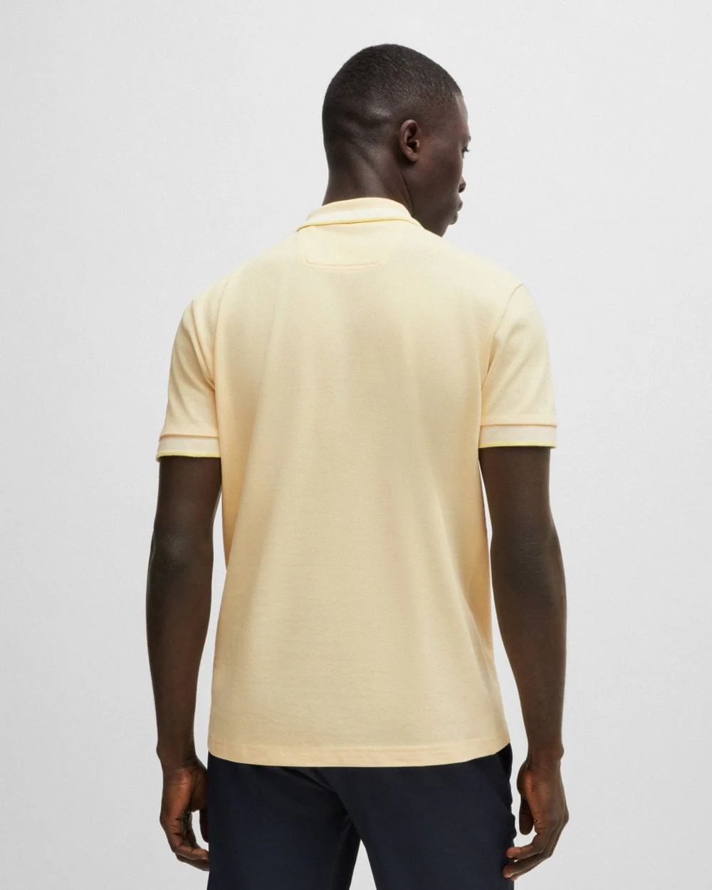BOSS Green Paddy Mens Cotton-Piqué Polo Shirt with Contrast Logo - Gold 715 - Image 4