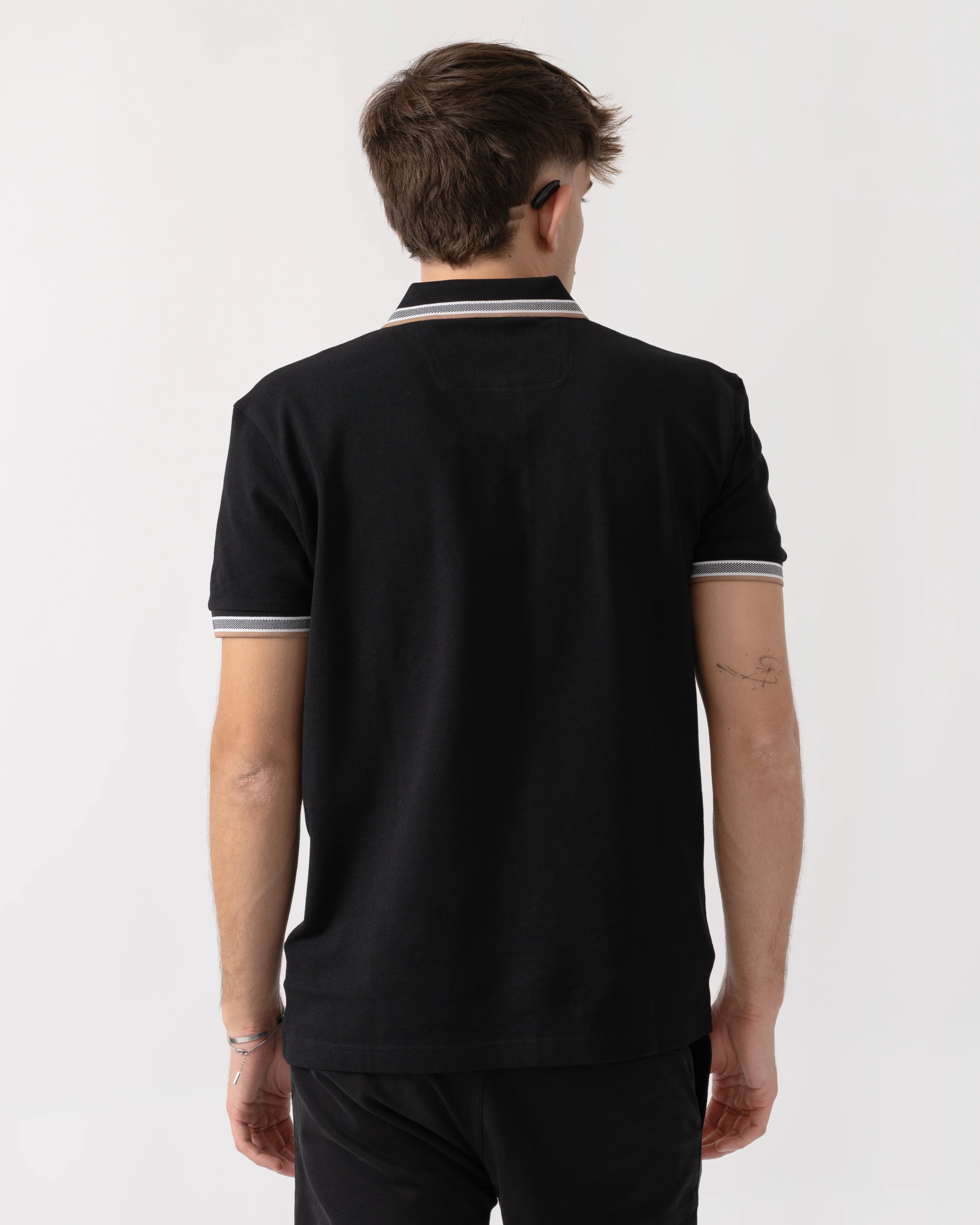BOSS Green Paddy Mens Cotton-Piqué Polo Shirt with Contrast Logo - Grey 020 - Image 3