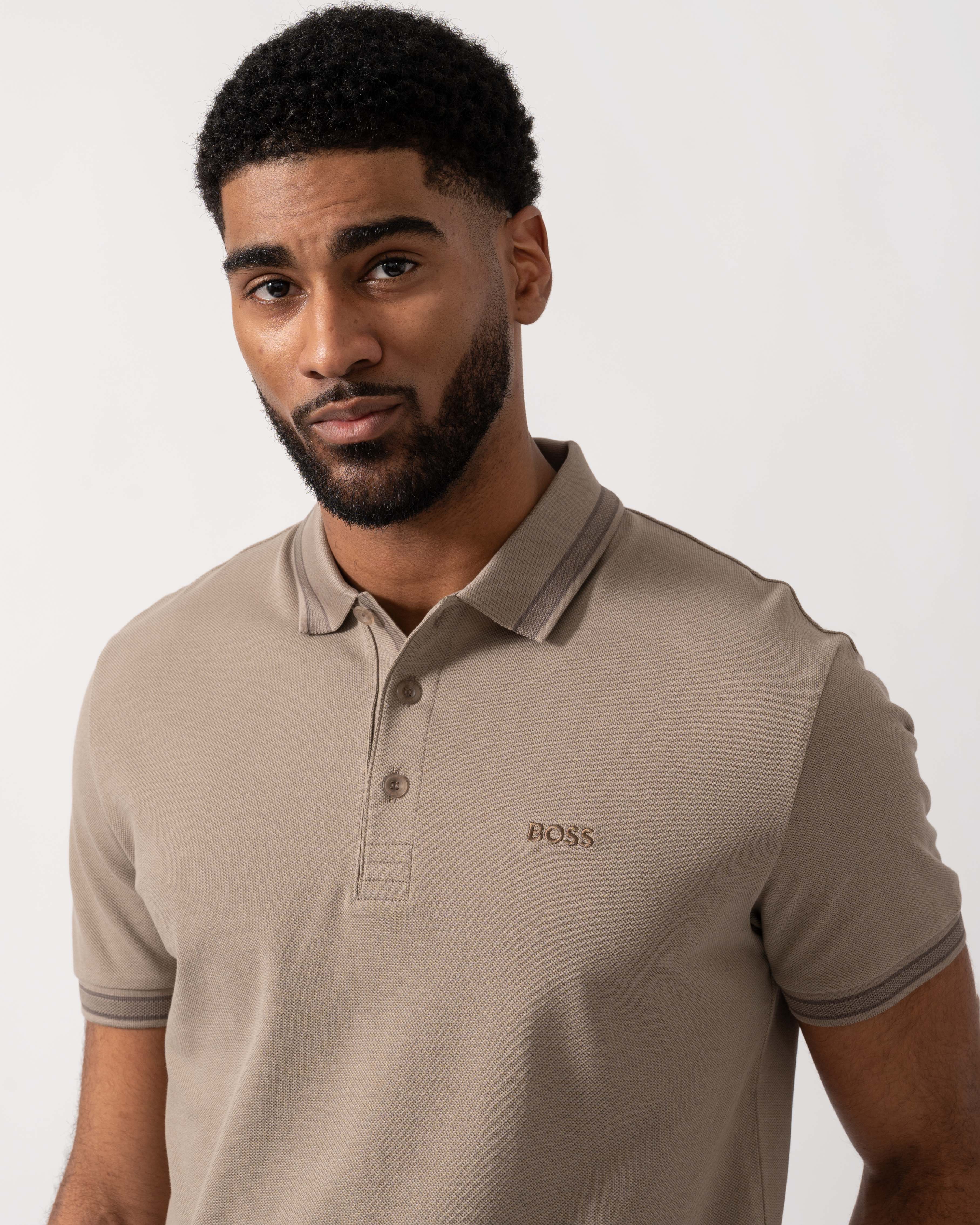BOSS Green Mens Paddy Cotton-Piqué Polo Shirt with Contrast Logo - Light/Pastel Green 339 - Image 3