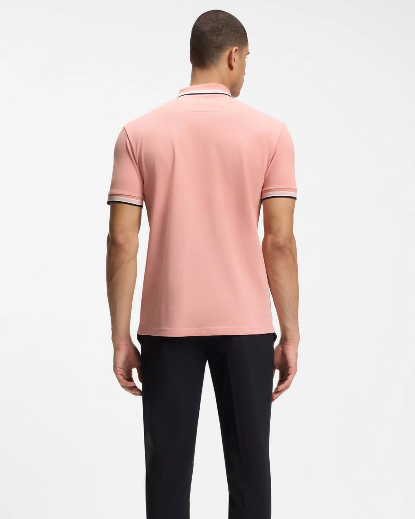 BOSS Green Paddy Mens Cotton-Piqué Polo Shirt with Contrast Logo - Light/Pastel Pink 686 - Image 4