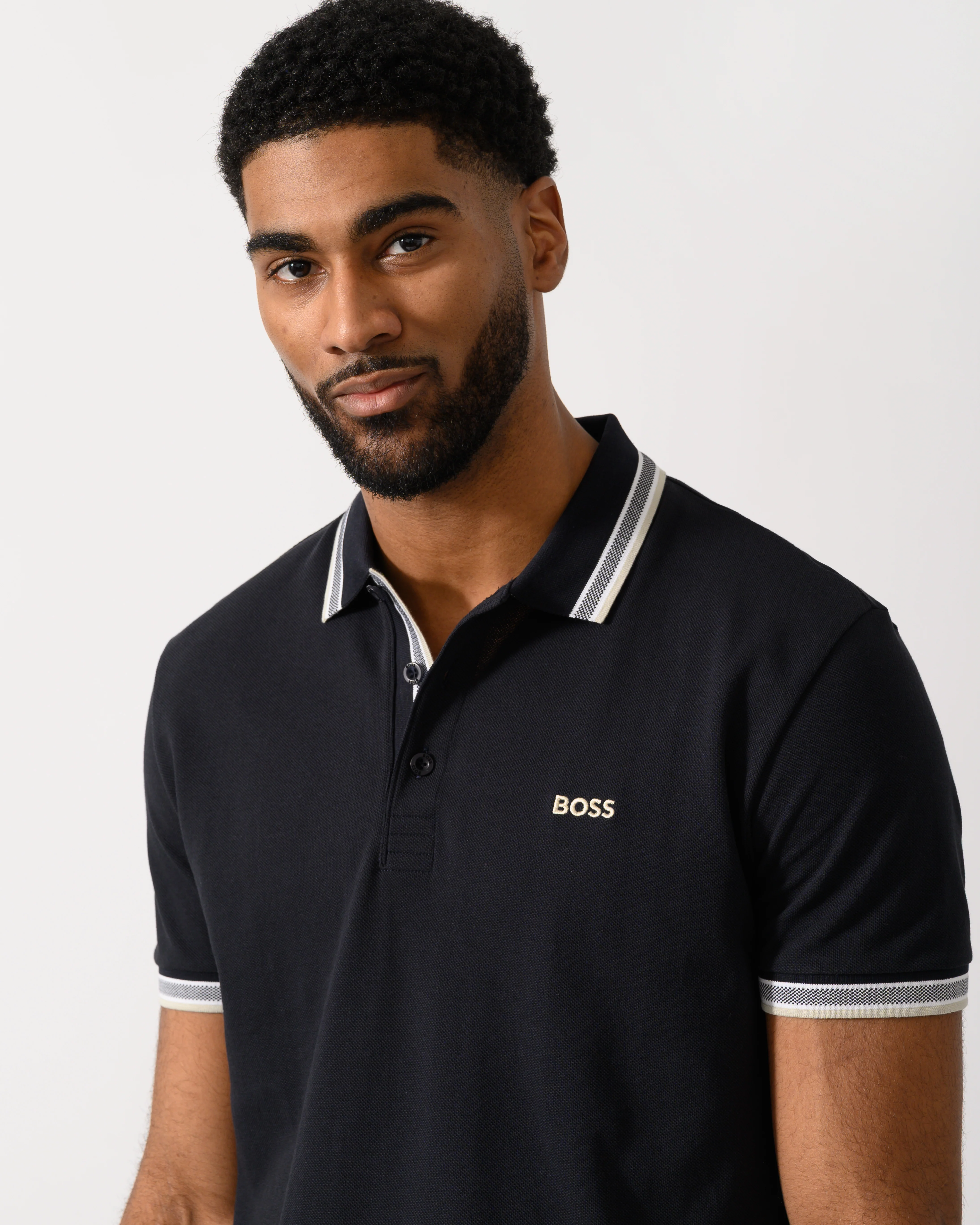 BOSS Green Paddy Mens Cotton-Piqué Polo Shirt with Contrast Logo - Medium Blue 426 - Image 2