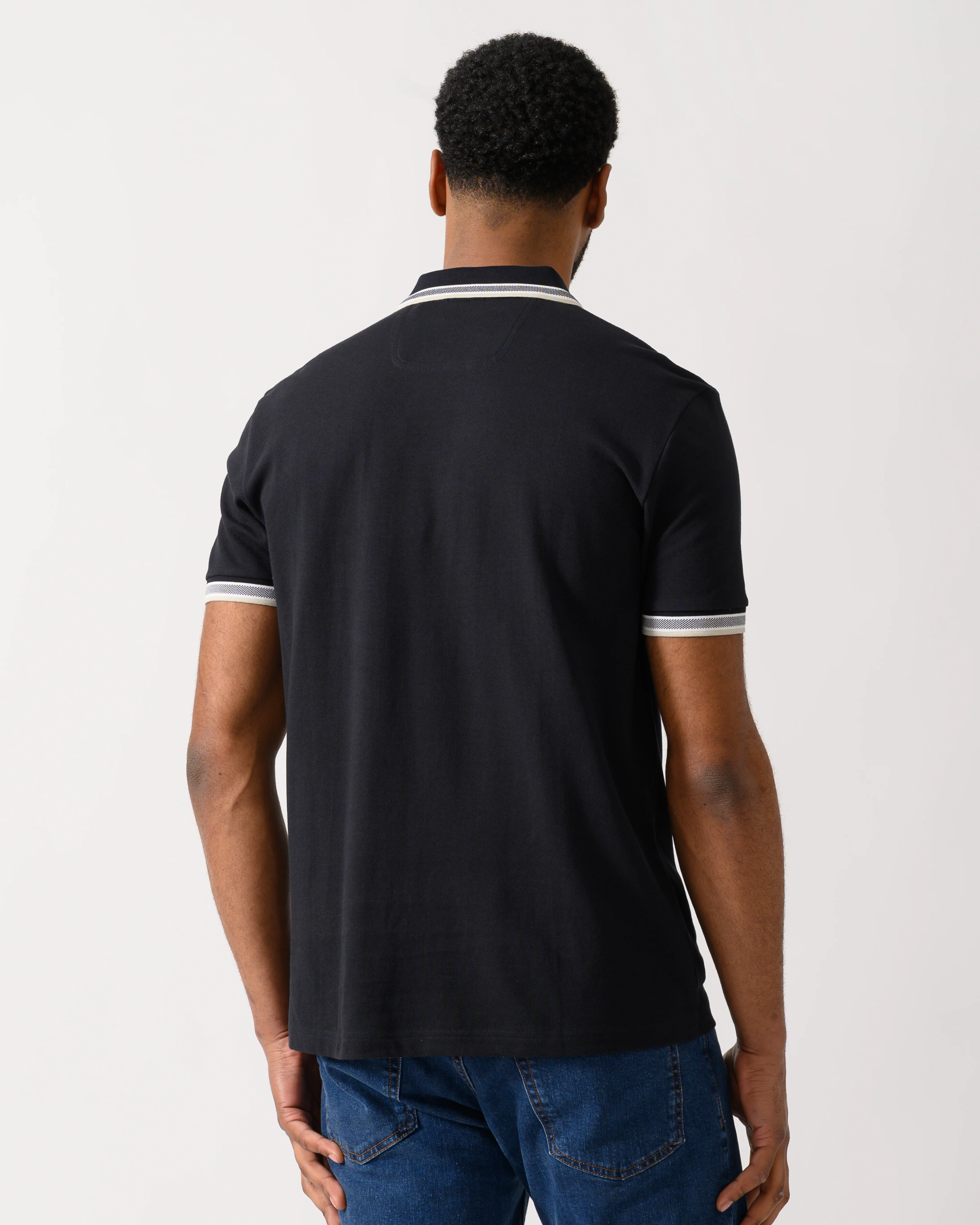 BOSS Green Paddy Mens Cotton-Piqué Polo Shirt with Contrast Logo - Medium Blue 426 - Image 4