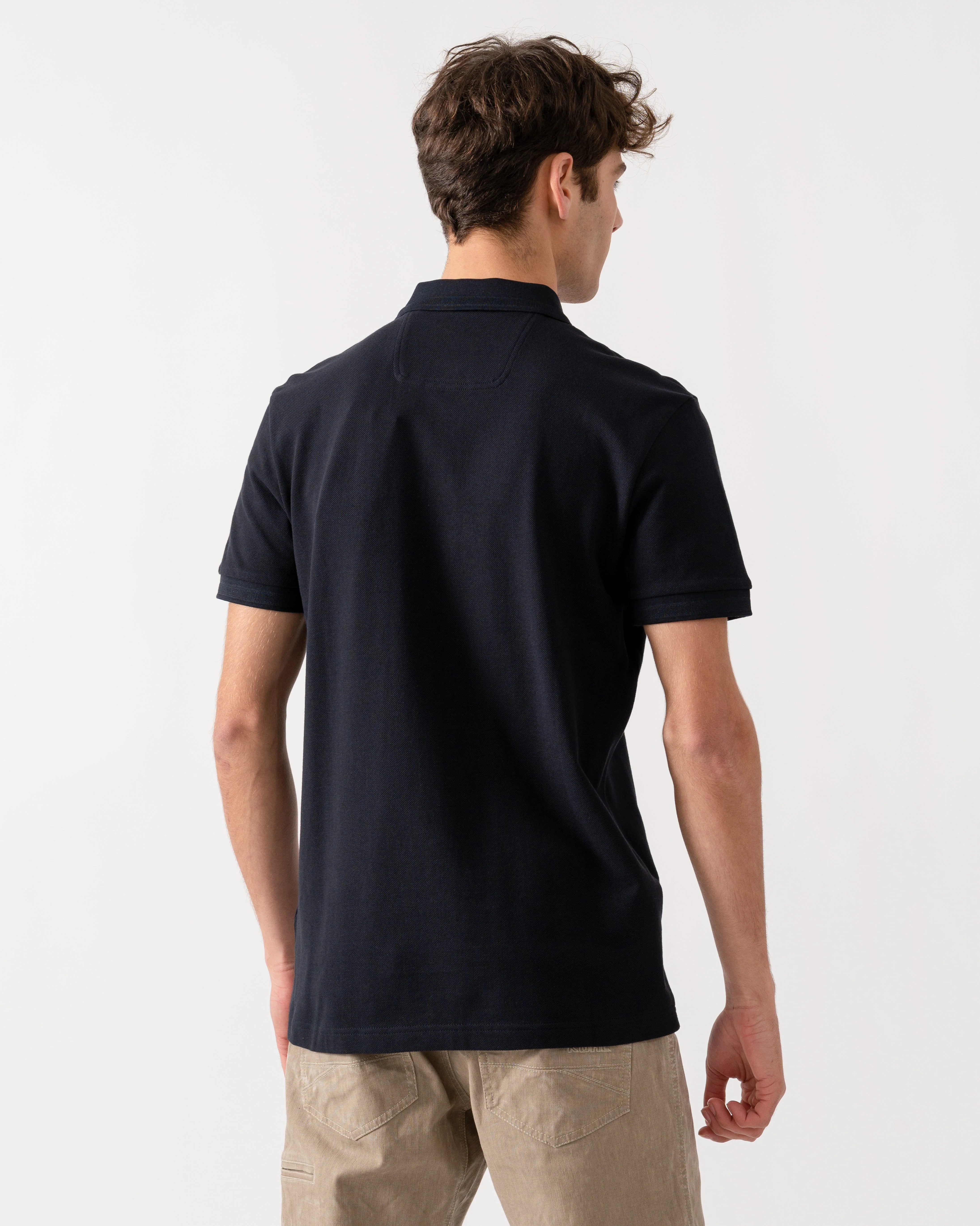 BOSS Green Paddy Mens Cotton-Piqué Polo Shirt with Contrast Logo - Navy 411 - Image 4