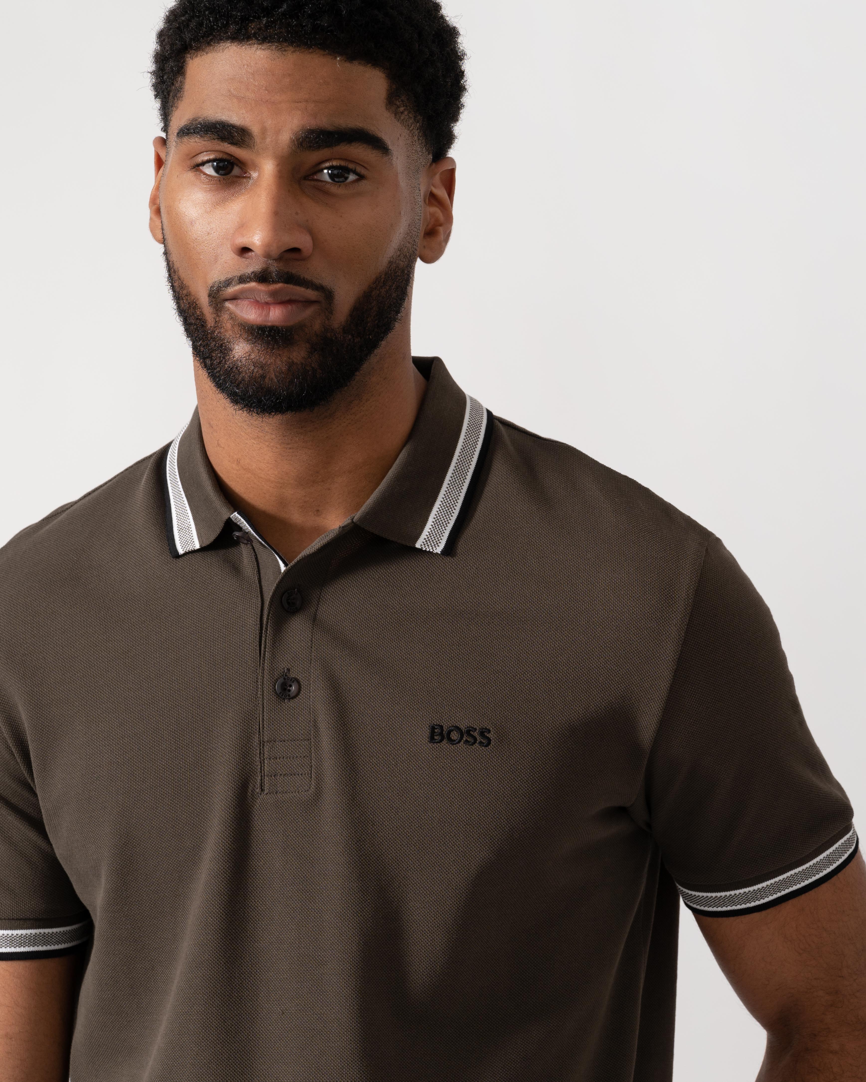 BOSS Green Mens Paddy Cotton-Piqué Polo Shirt with Contrast Logo - Open Beige 297 - Image 2