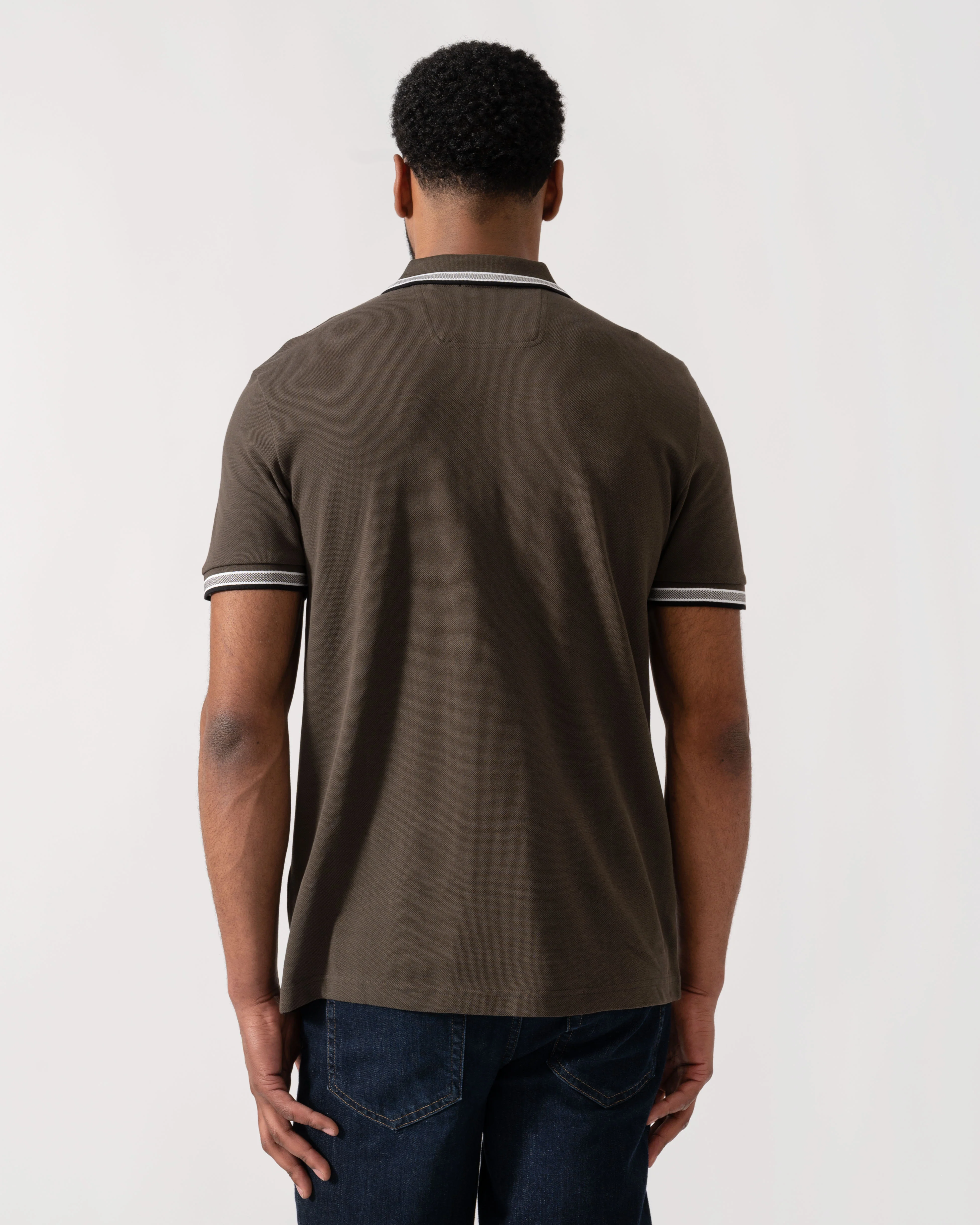 BOSS Green Mens Paddy Cotton-Piqué Polo Shirt with Contrast Logo - Open Beige 297 - Image 4