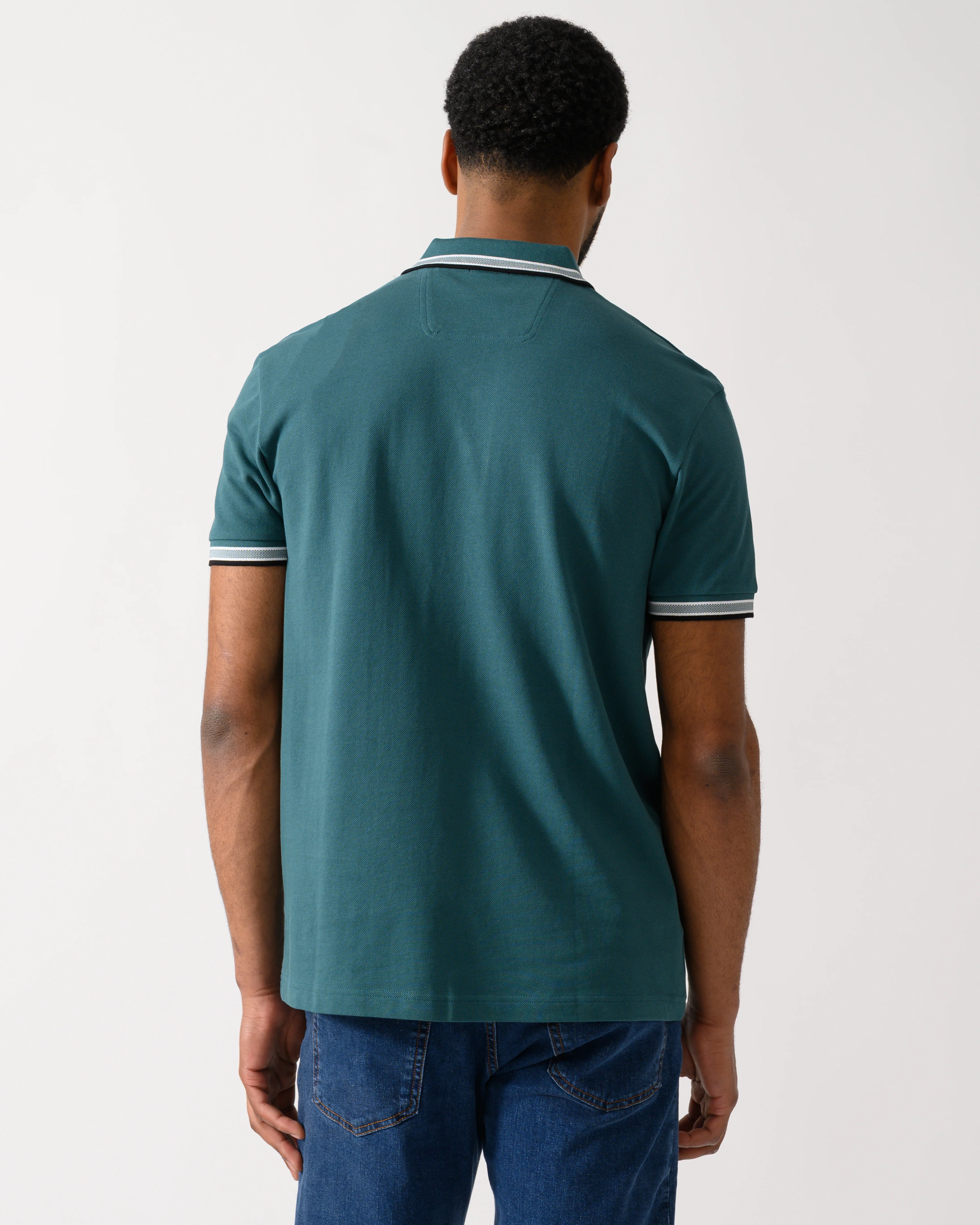 BOSS Green Paddy Mens Cotton-Piqué Polo Shirt with Contrast Logo - Open Green 356 - Image 4